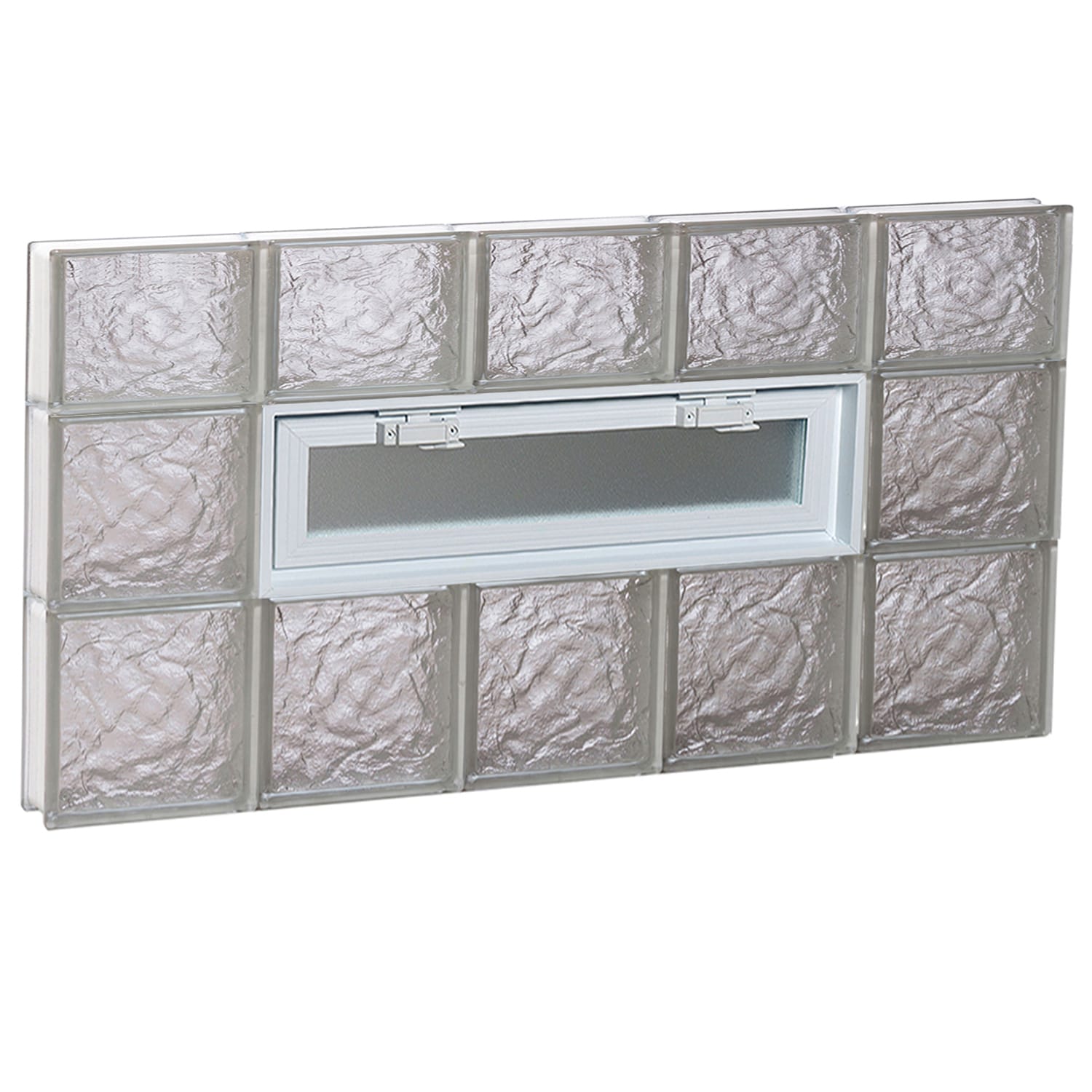 REDI2SET V4022IS Ice Glass 38-3/4-in x 21-1/4-in Frameless Replacement Vented Glass Block Window
