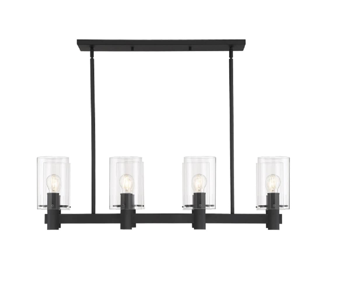 Signature Hardware 453850 Andreo 8-Light Textured Black Transitional Clear Glass Linear Large Hanging Pendant Light