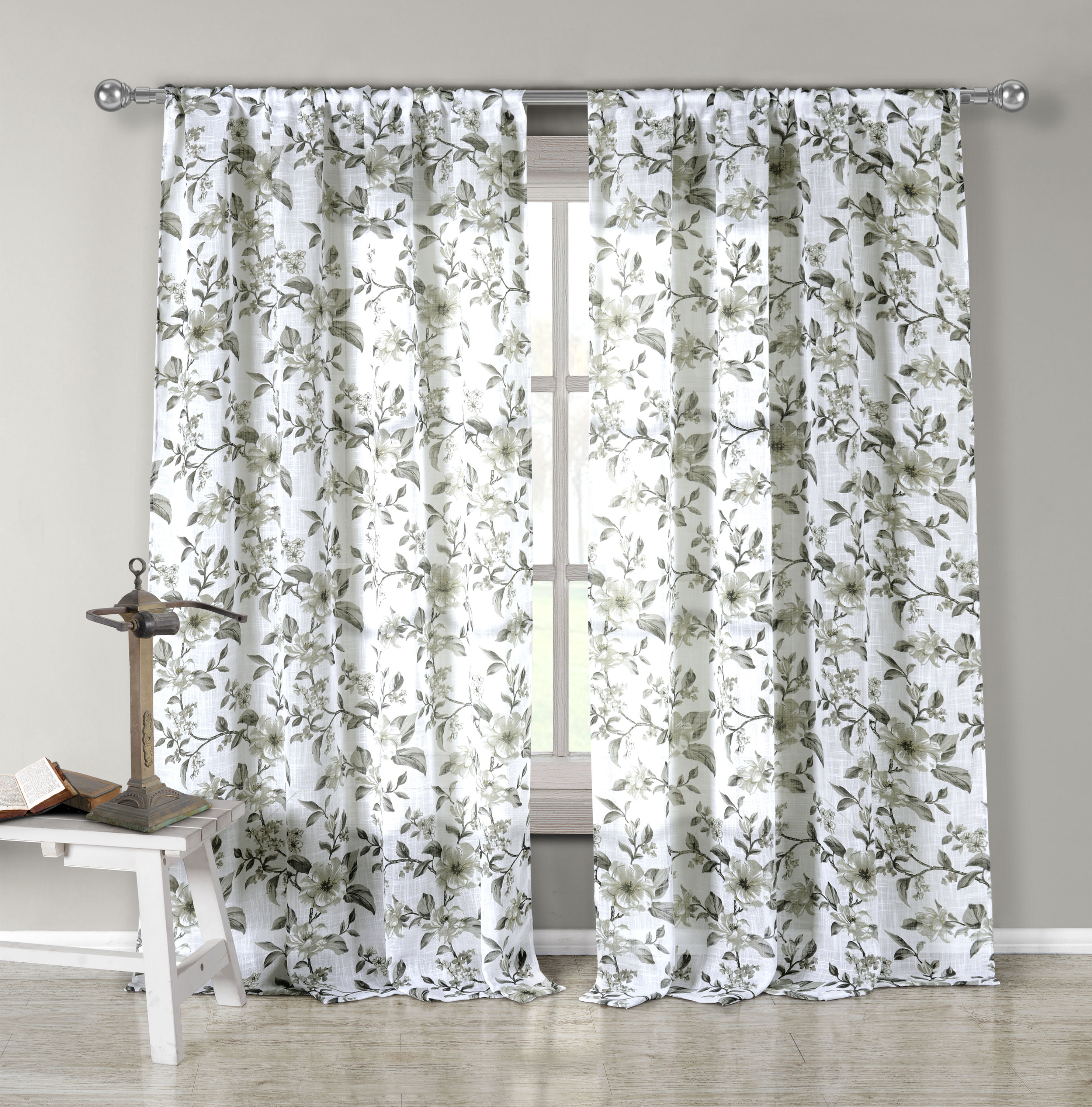 Duck River Textile LYPGO123896 84-in Grey-olive Light Filtering Top Tab Single Curtain Panel