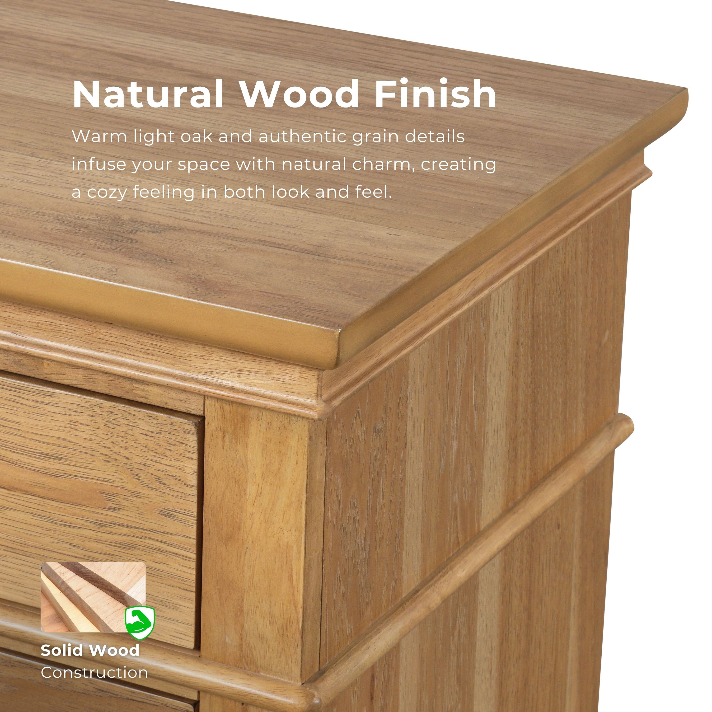 Furniture of America Zeller Natural Oak Rubberwood 5 -Drawer 40-in