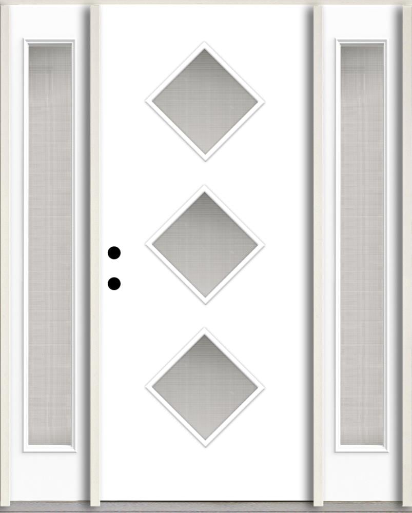 RELIABILT LO1062556 Spotlights 56-in x 80-in x 4-5/8-in Fiberglass 1/4 lite Right-hand inswing Primed Unfinished Prehung Front Door with Sidelights Insulating core