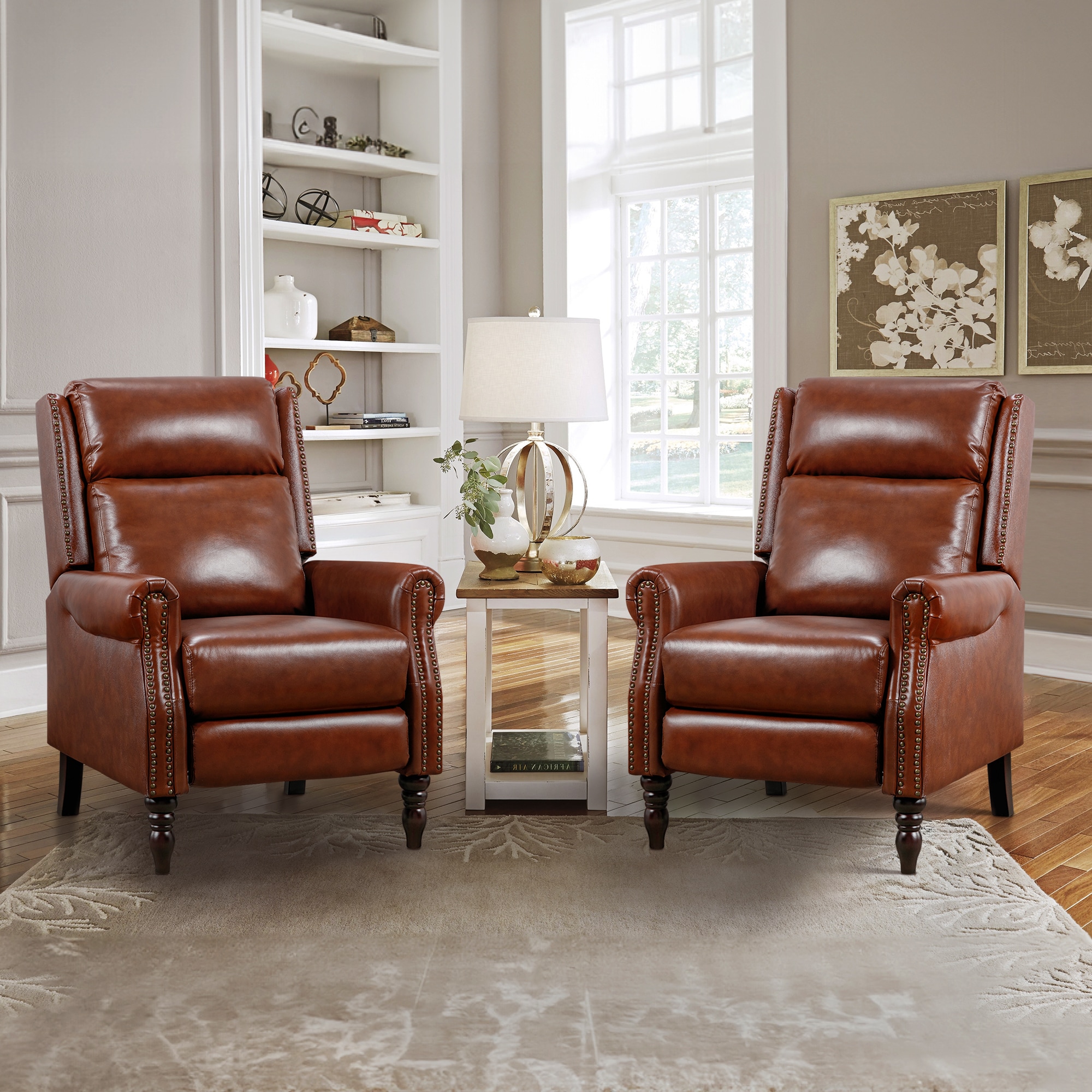LUE BONA 2ASN-014-02LS Red brown Leather Upholstered Recliner