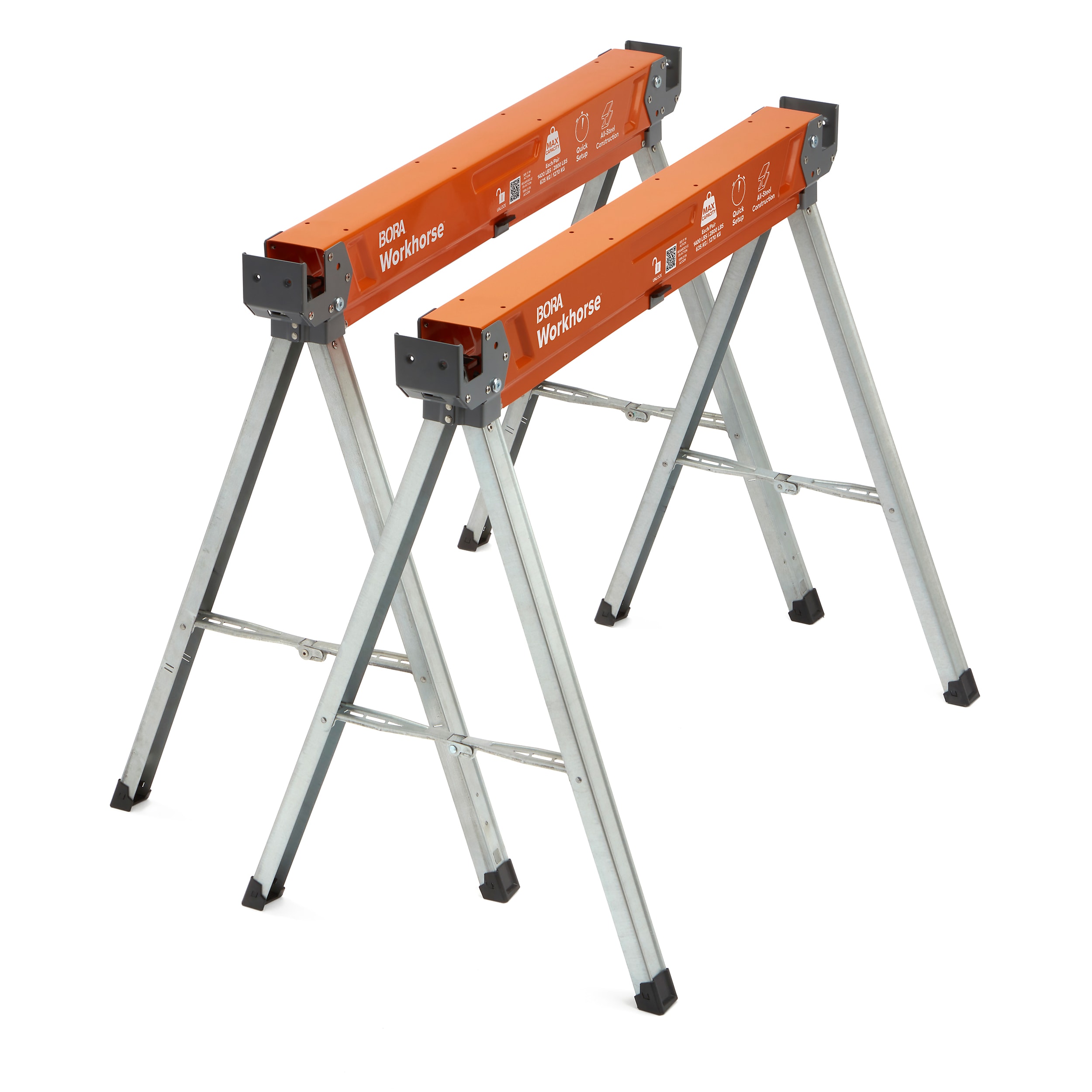 BORA Workhorse X 2-Pack 38.25-in W x 30-in H Steel Saw Horse (1350-lb Capacity)