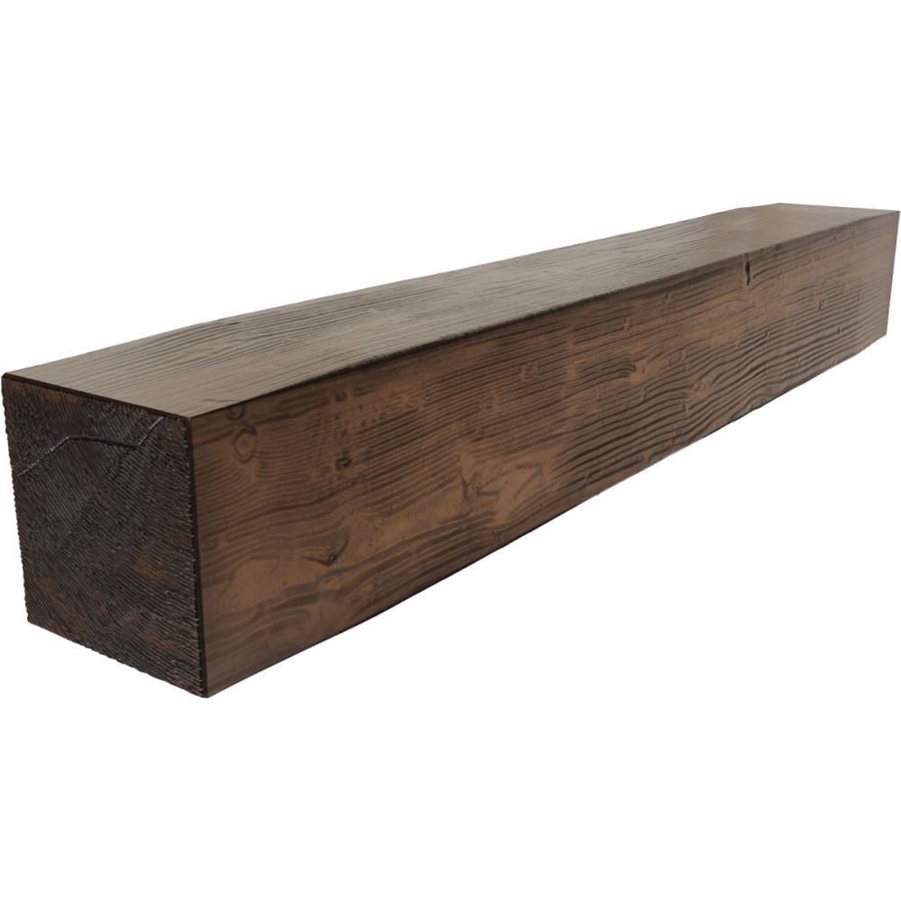 Ekena Millwork MANUSD04X08X48ZD 48-in W x 4-in H x 8-in D Premium Aged Hollow Urethane Rustic Fireplace Mantel