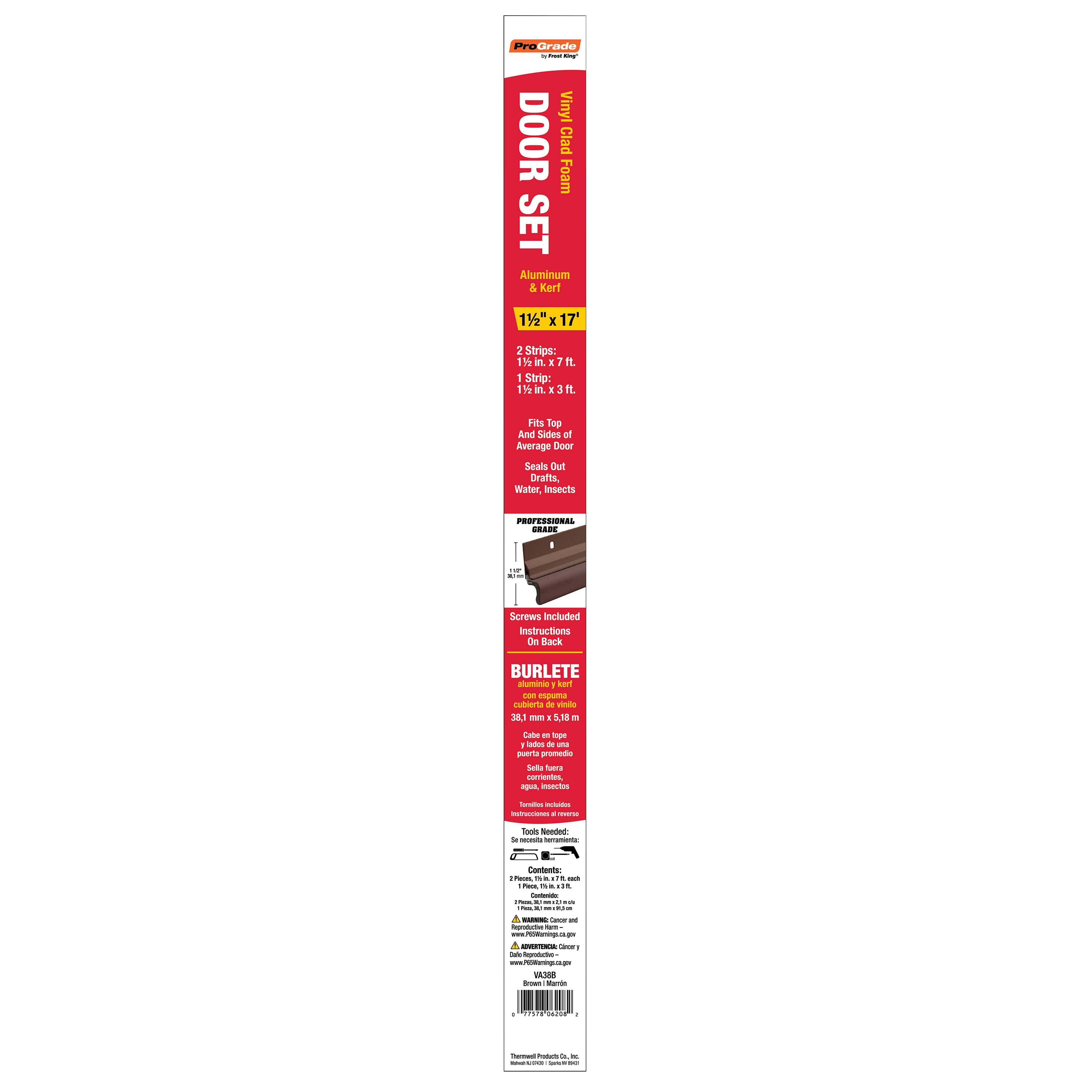 Frost King VA38B 7-ft x 1-1/2-in x 3/4-in 0brown Aluminum/Vinyl Door Weatherstrip