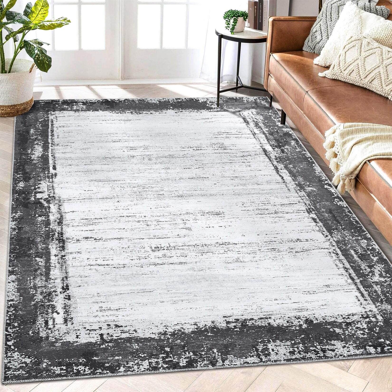 Garvee YXY-LO-PHO-10RRC5F3 4 x 6 (ft) Loomed Polyester Gray Rectangular Indoor Ombre Mid-Century Modern Machine washable Area rug