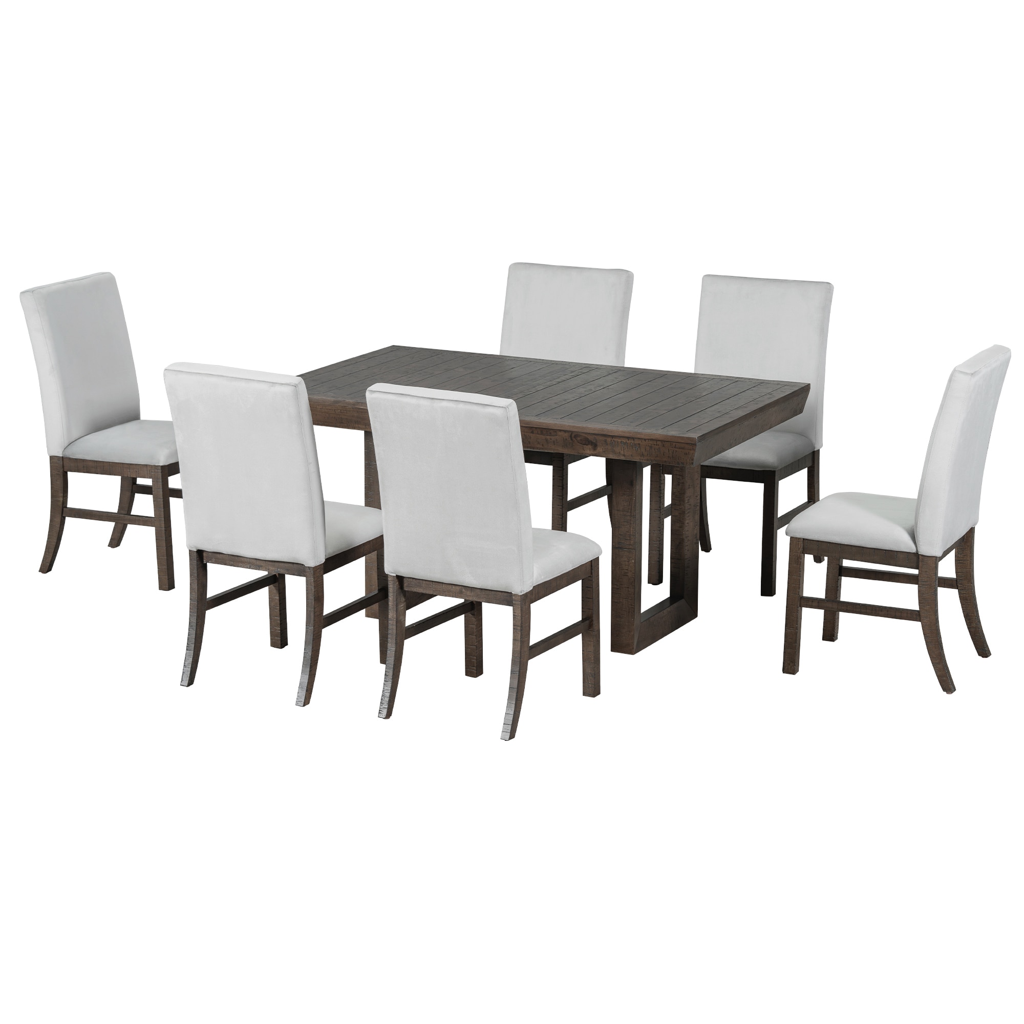 SINOFURN SYA010529GY Brown Traditional Dining Room Set with Rectangular Table ( Seats 6 )