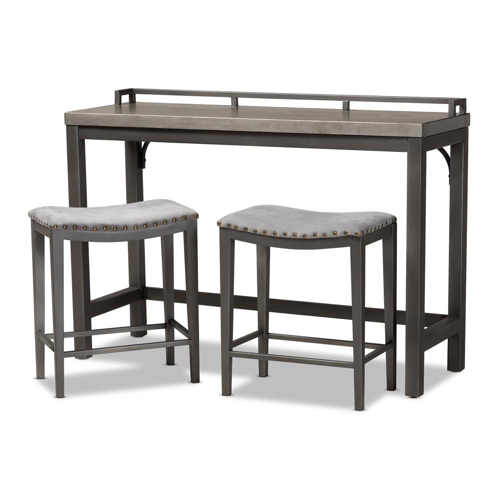 Baxton Studio 159-9843-LW Noll Grey/Grey Contemporary/Modern Dining Room Set with Rectangular Table (Seats 2)