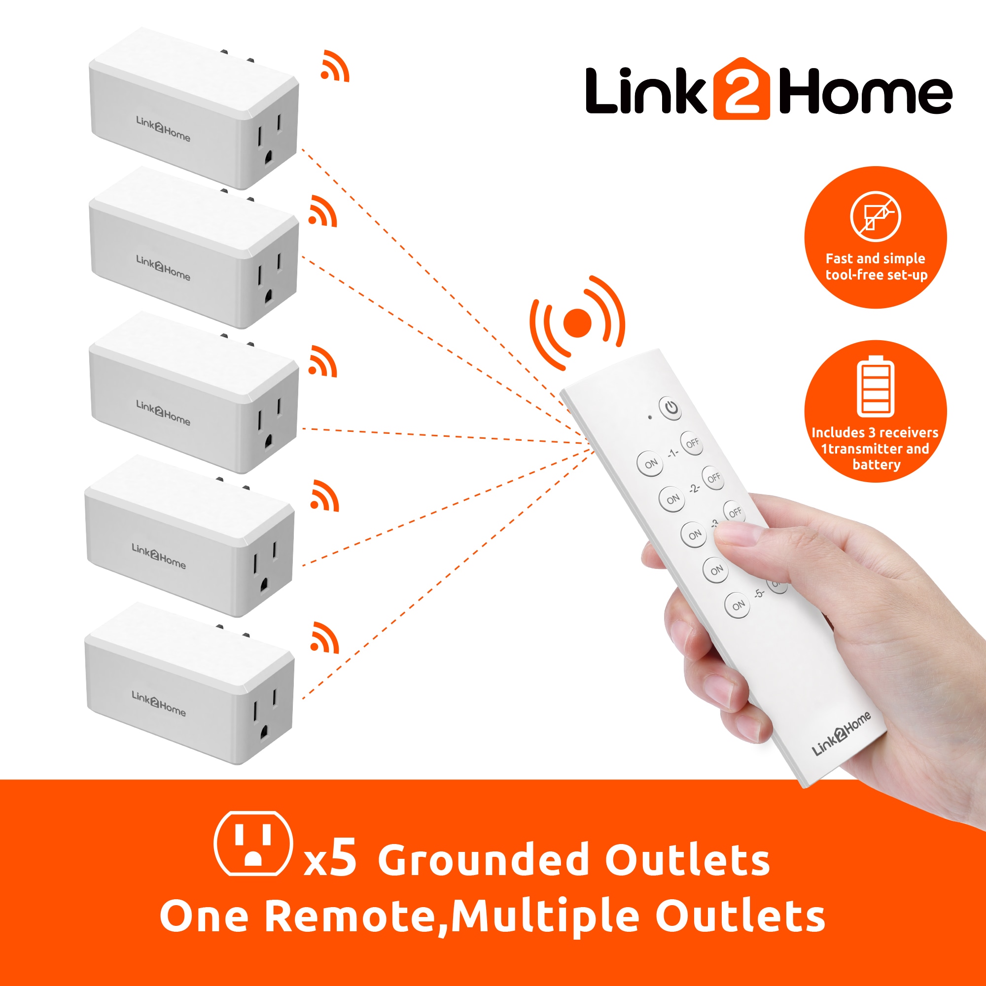 LINK2HOME Link2Homw Outdoor Wireless Remote Control Black/Matt Remote  Control at
