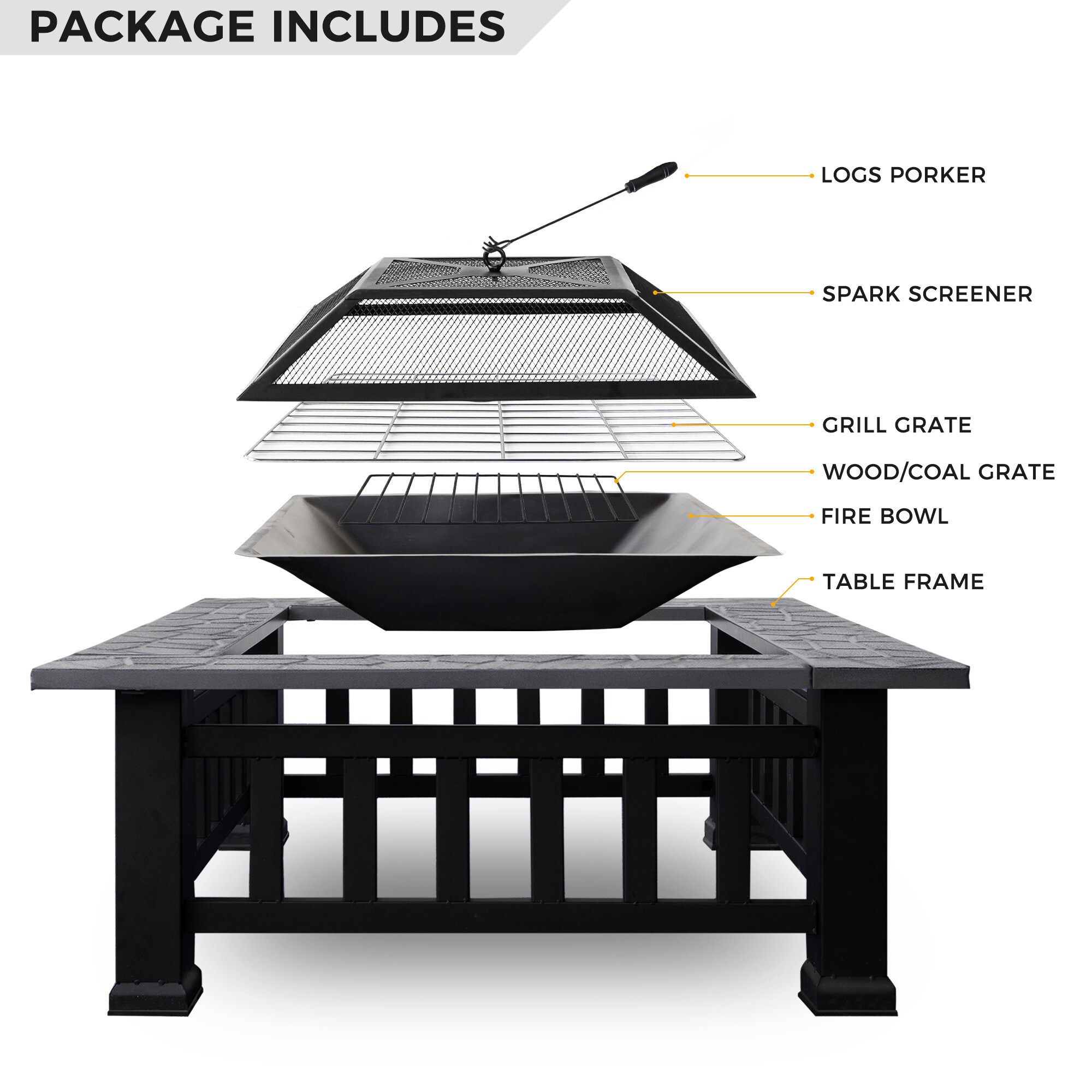 Upland UI-JYL-3004-MBK Gas-Fire-Pit-Accessories - View #2