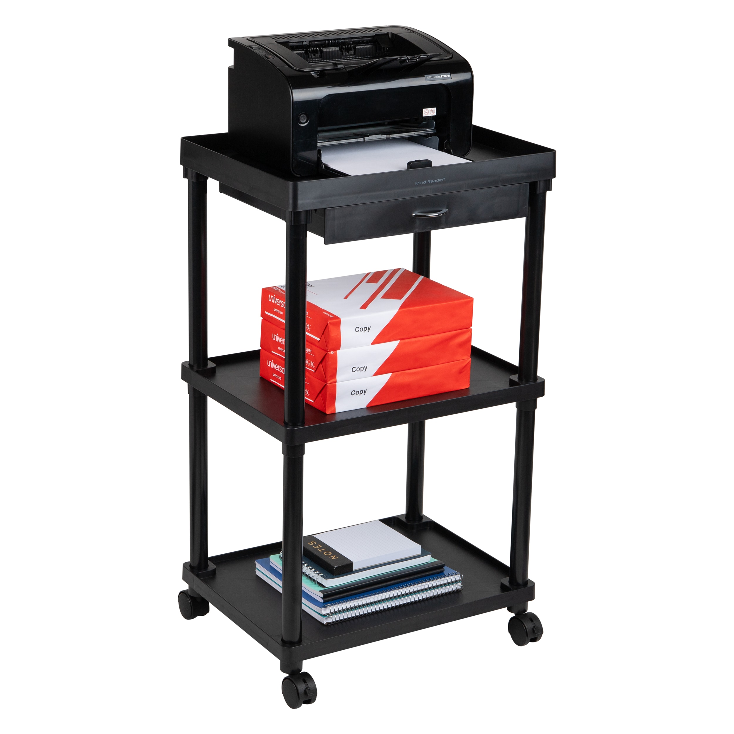 Mind Reader Adjustable Printer Stand with Wheels [2-Tier Shelf