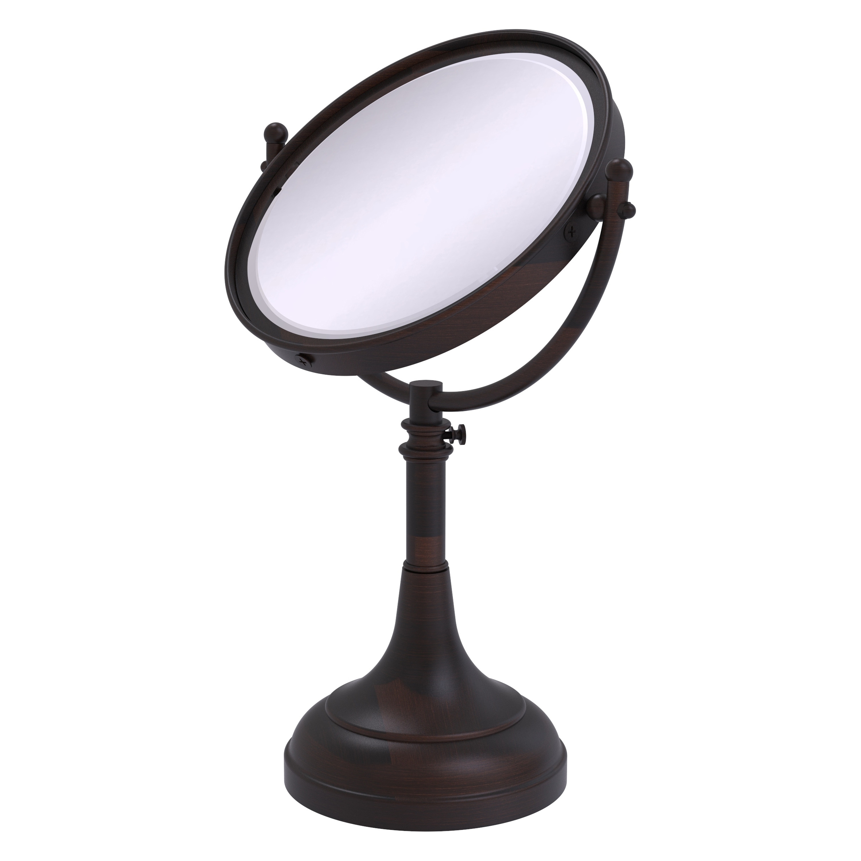 8-in x 23.5-in Distressed White Double-sided 2X Magnifying Countertop Vanity Mirror | - Allied Brass DM-1/2X-VB