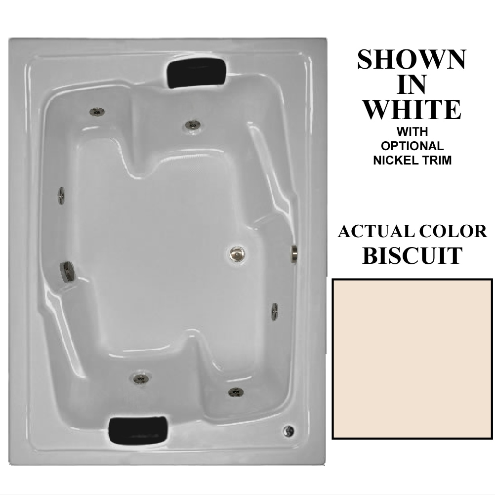 Hydra Massage Baths A7254HMBIS Designer 54-in x 72-in Biscuit Acrylic Drop-In Air Bath (Reversible Drain)