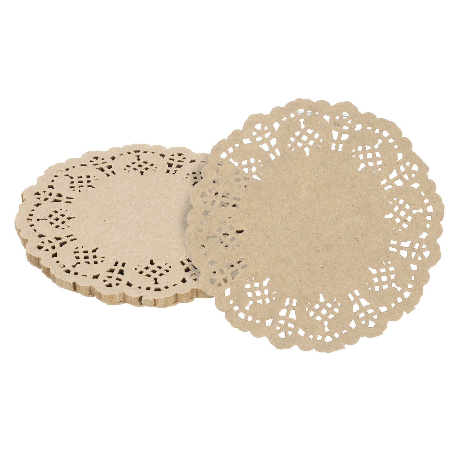 Unique Bargains 100pcs Paper Doilies 4.5-Inch Lace Paper Doilies Disposable Paper Placemats for Cakes Table Plate Crafts Party Weddings Tableware Brown