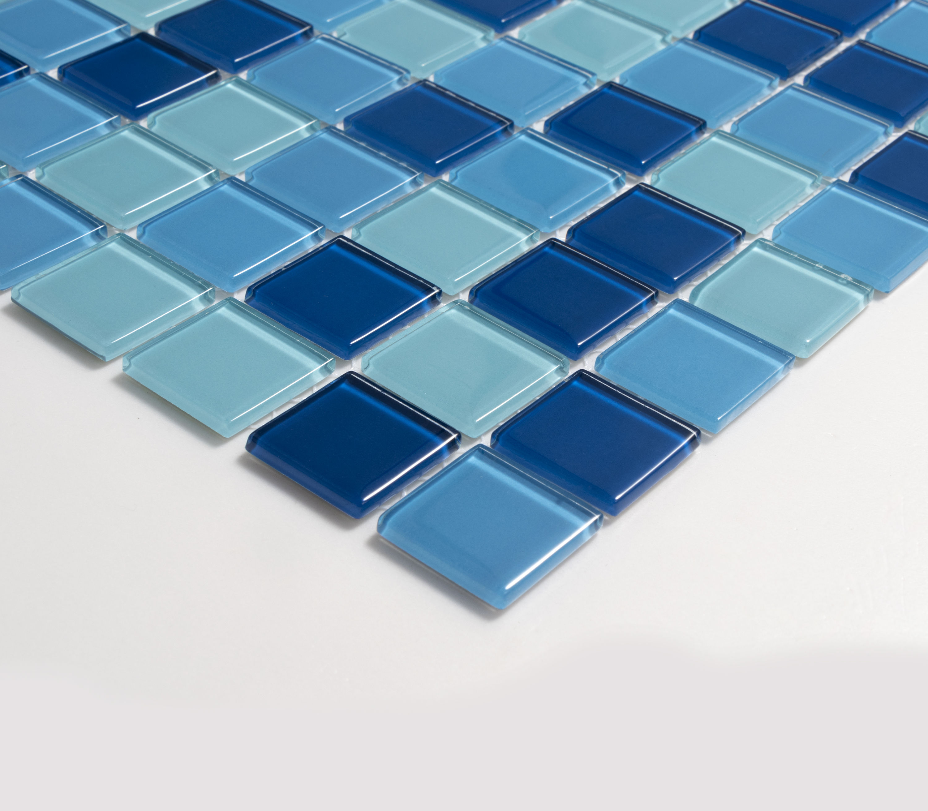 WS Tiles Swimming Pool Series Shades of Blue 12-in x 12-in Polished Glass Uniform Squares and Wall Tile (22-sq. ft/ Carton)