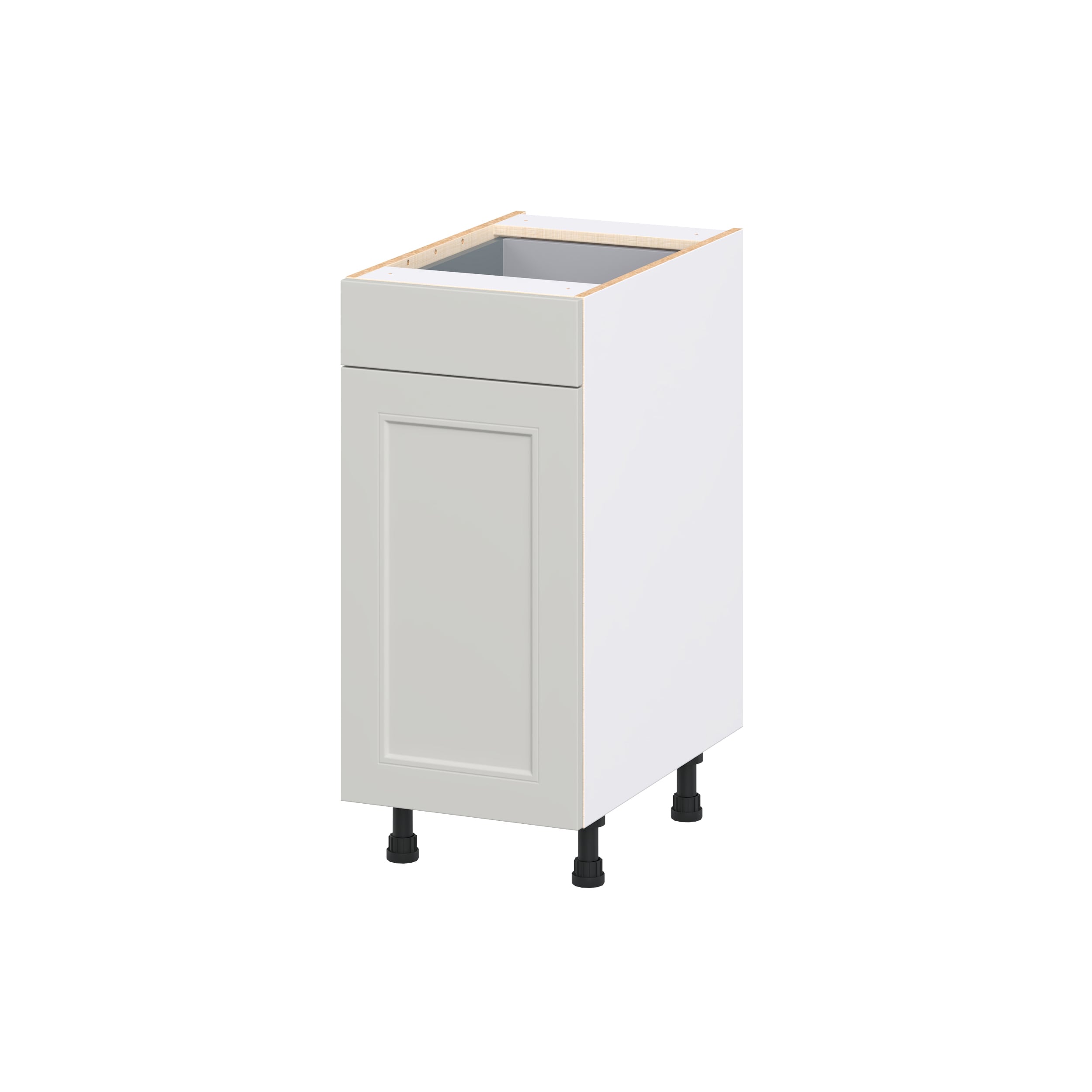 Hugo&Borg DSB15(L/R)-BE Belcourt 15-in W x 34.5-in H x 24.5-in D Painted Light Gray Base Fully assembled Cabinet Recessed Panel Shaker