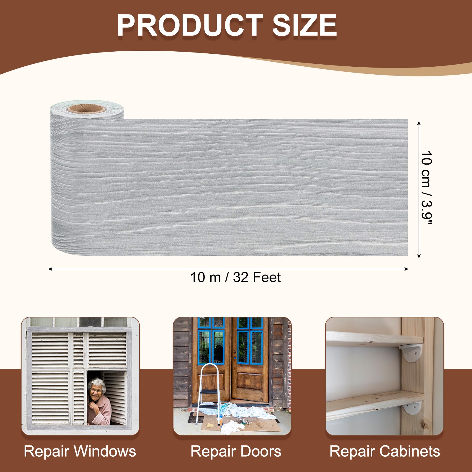 Uxcell Wood Grain Tape, 1.97" X33 Ft Wall Paper Border Sticker Self-Adhesive Wood Grain Repair Patch For Wall Corner Table Door Sofa Furniture Home Decor (White