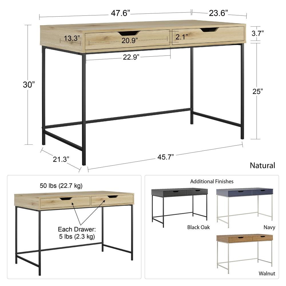 Ameriwood Home Wardlaw 47.63-in Brown Classic Computer Desk at Lowes.com