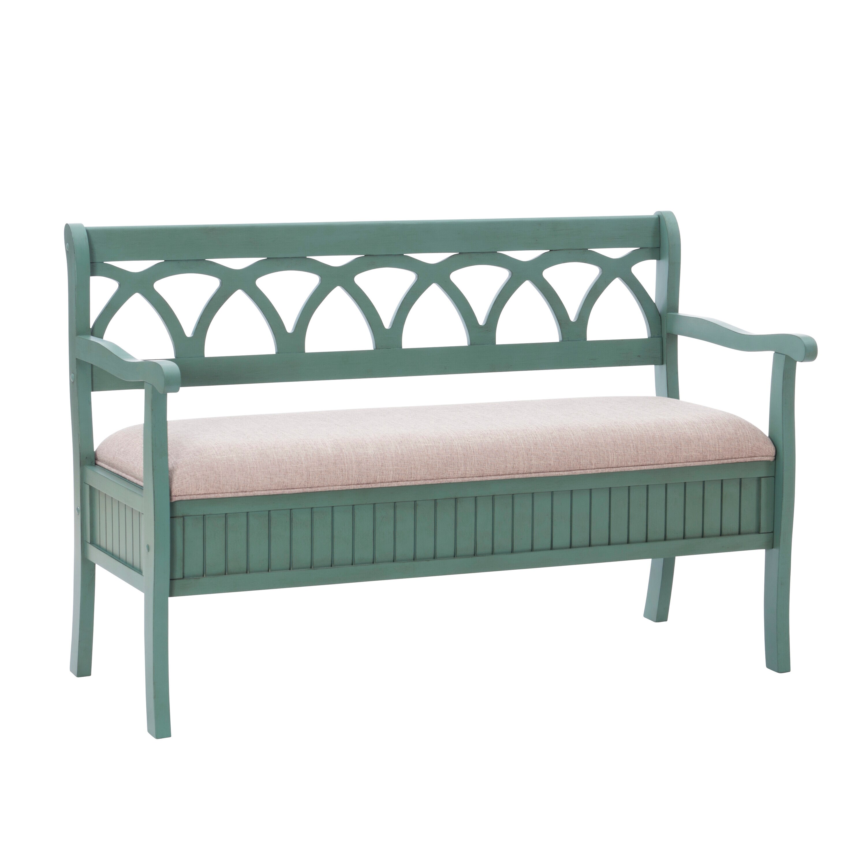 Powell PLWS198 Casual Teal Storage Bench with Storage 48-in x 21-in x 32-in