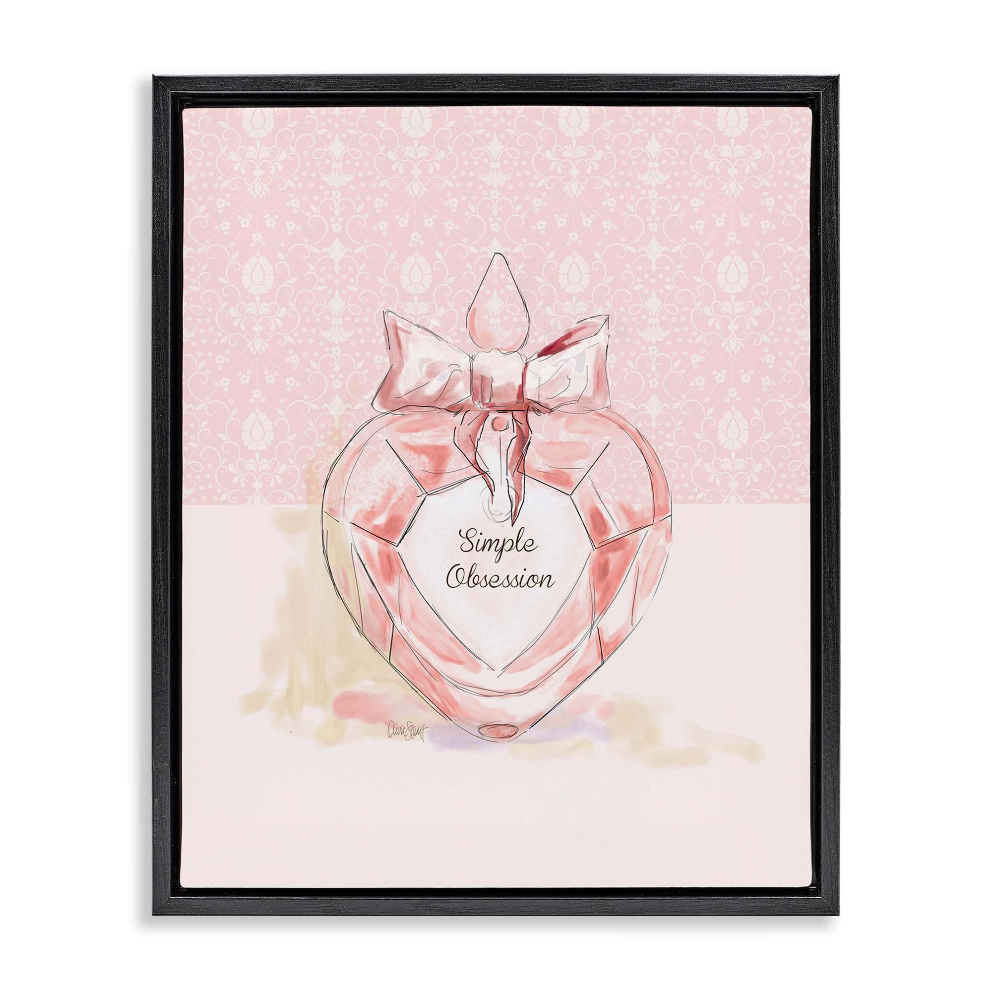 Stupell Industries BT-972-FFB-24X30 Simple Obsession Pastel Perfume Black Framed Floater Canvas Wall Art By Carol Robinson 25 x 31