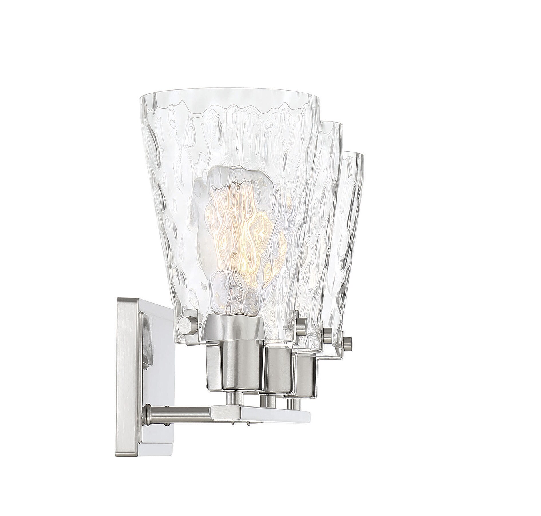 Satin Nickel 3-Light Cylinder Vanity Fixture with Clear Glass Shades