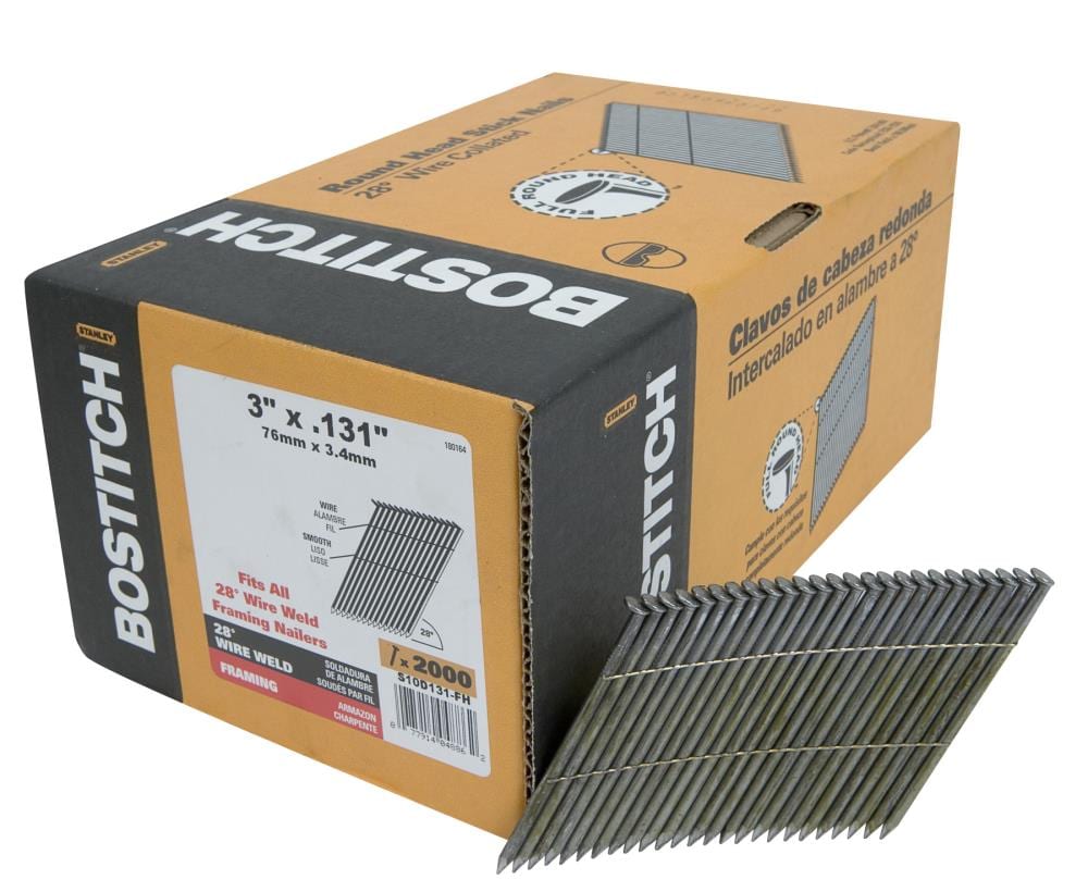 STANLEY-BOSTITCH S10D131-FH 3-in x 0.131-in 28 -Degree Collated Framing nails ( 2000 -Per Box )
