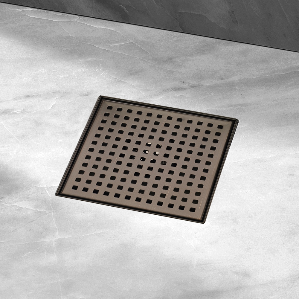 ELEGANTE DRAIN COLLECTION Square Hole Pattern Cover 4-in x 4-in Bronze ...