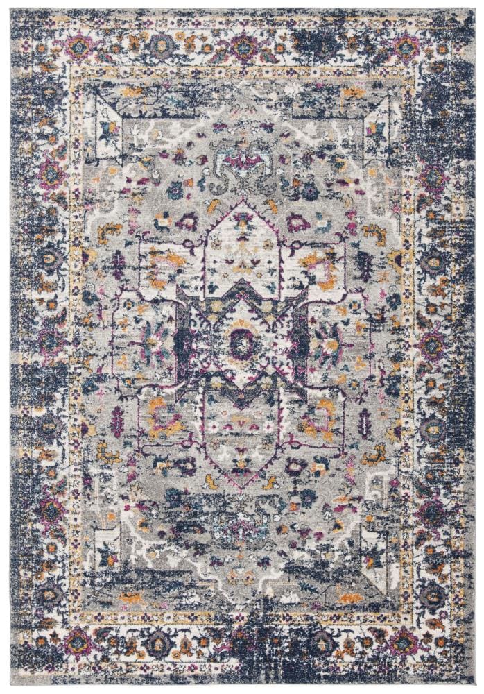 Safavieh EVK275G-6 Evoke Livia 7 x 9 (ft) Loomed Synthetic Gray/Navy Rectangular Indoor Distressed/Overdyed Vintage Area rug