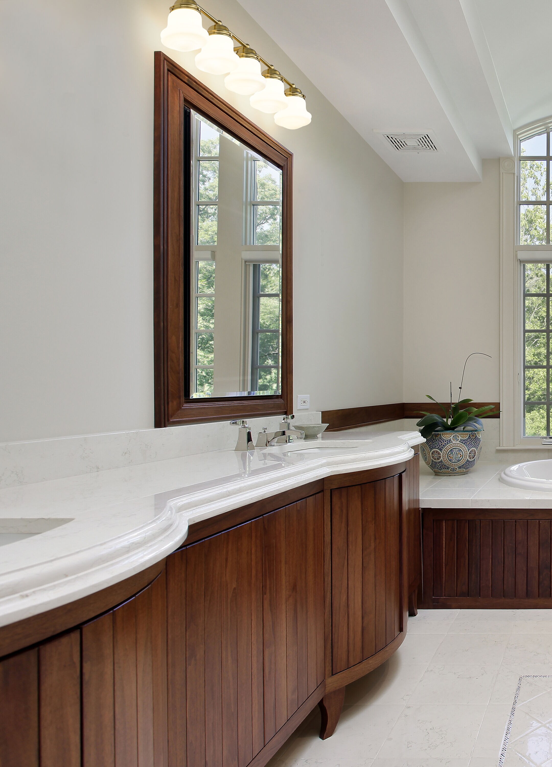 Luxe Gold 5-Light Vanity with Matte Opal Glass