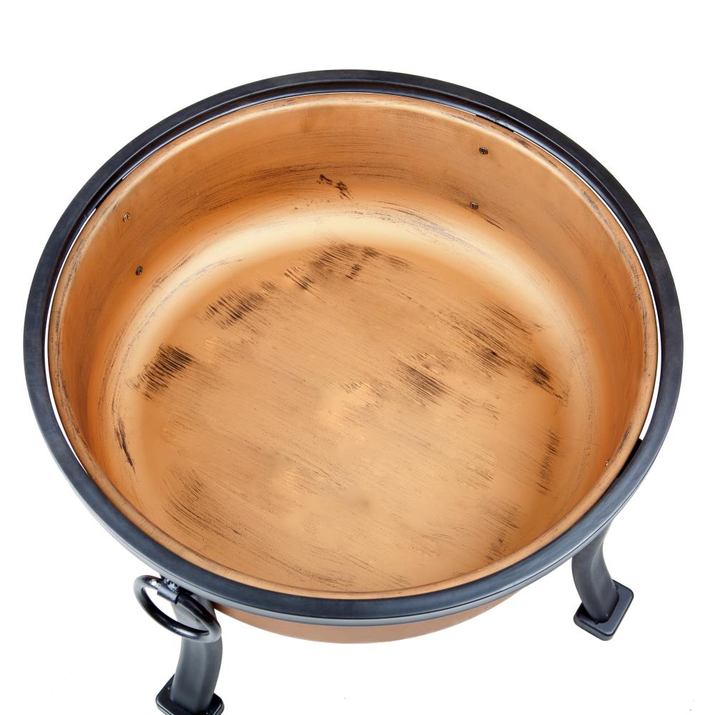 Copper Finish Round Wood Burning Fire Pit with Mesh Screen