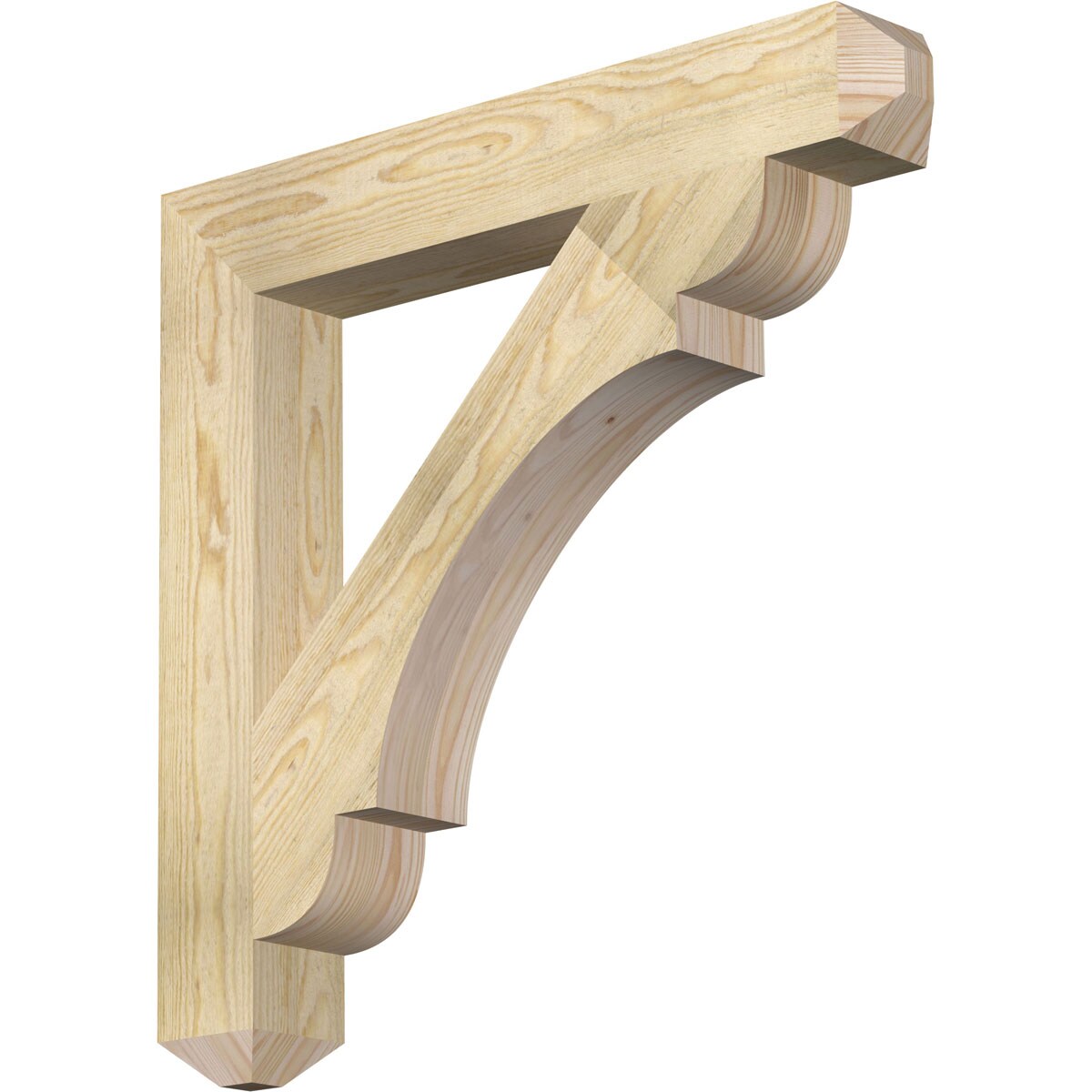 Ekena Millwork BKT04X28X28OLY04RDF Olympic craftsman rough sawn 4-in x 28-in x 28-in Douglas fir Brown Wood Standard bracket