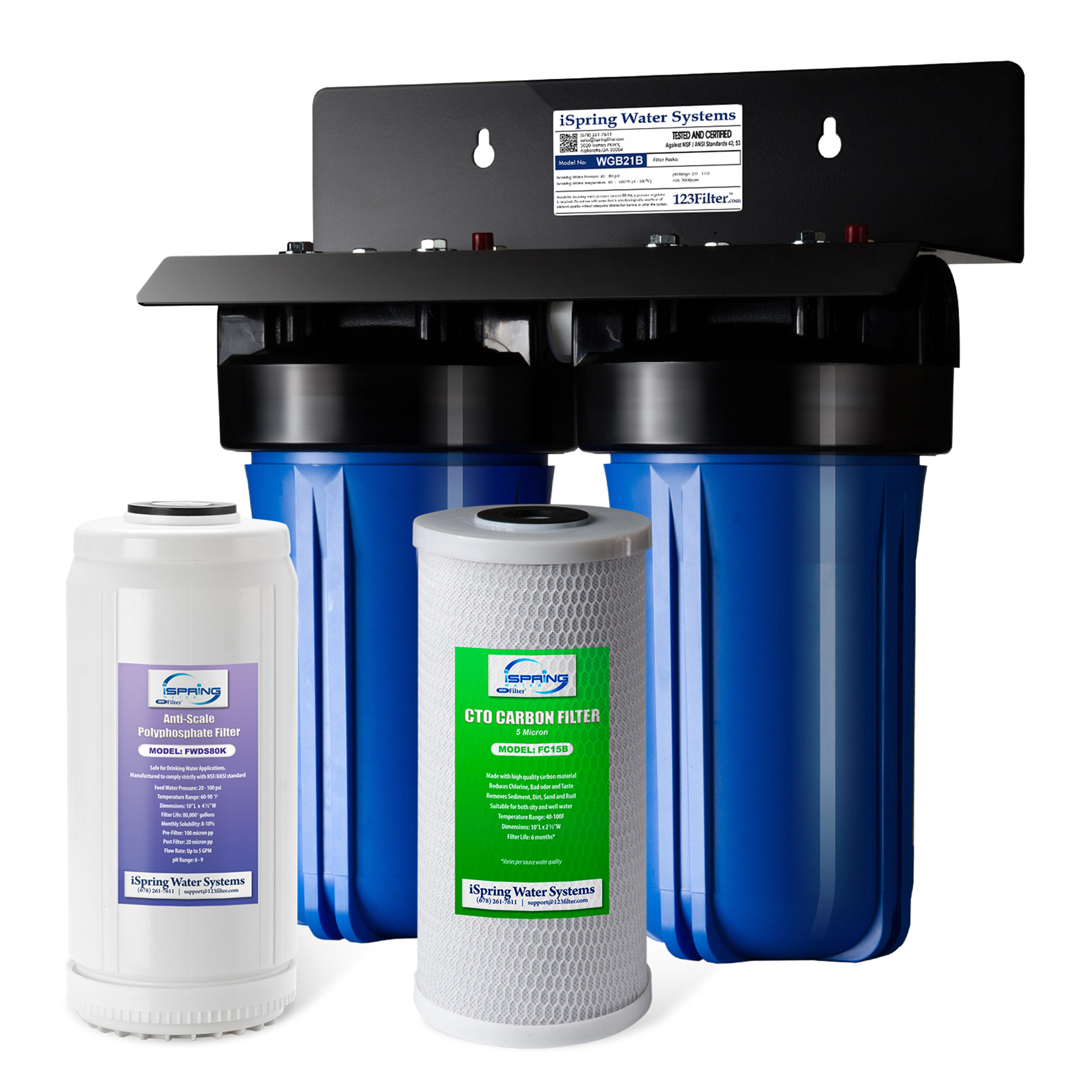 iSpring WGB21B-DS WGB21B-DS Dual-stage 25-GPM Multi-method Hard water Whole House Water Filtration System