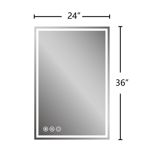 Clihome Bathroom Mirror 24-in x 36-in Lighted Silver Fog Free Frameless ...