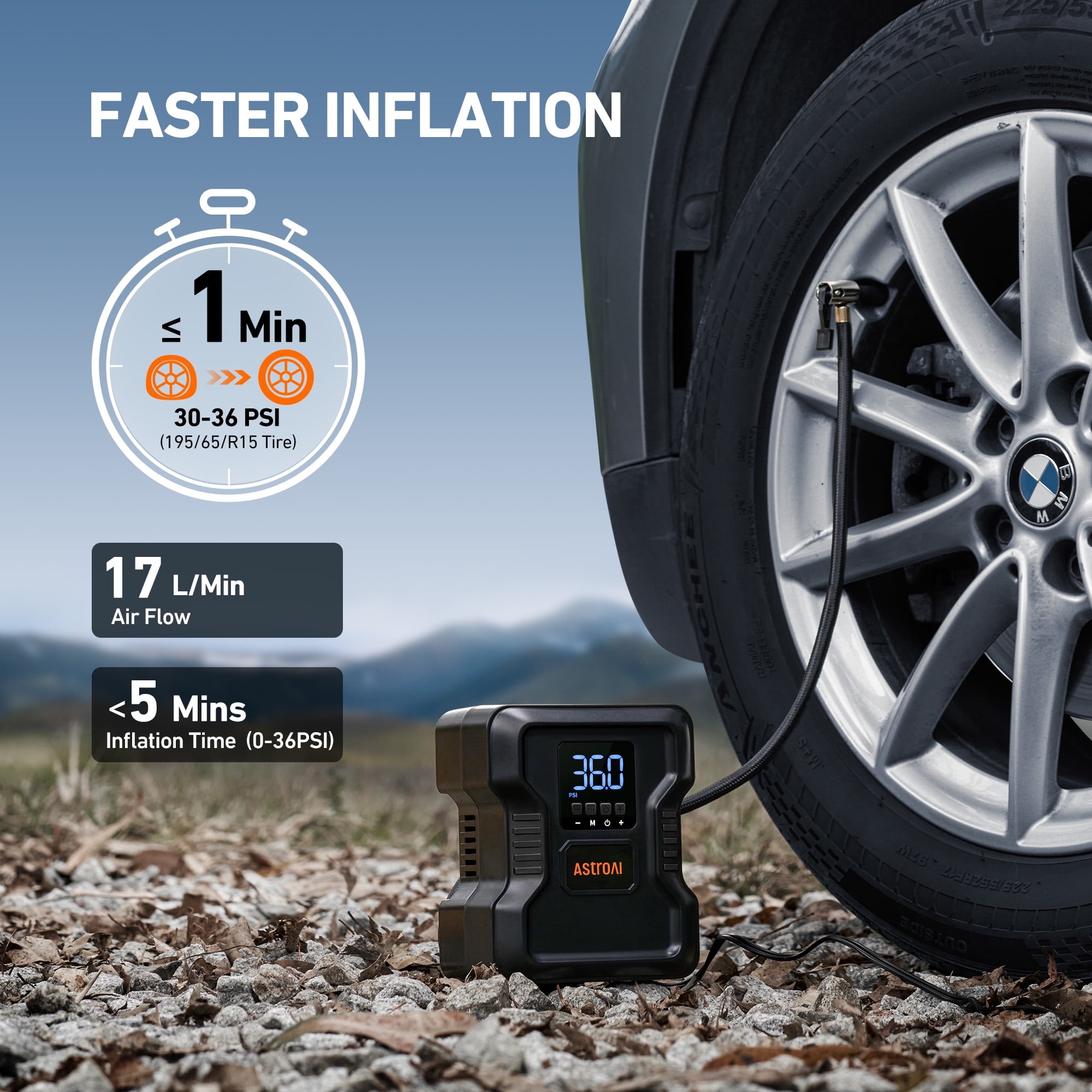 AstroAI ACAC160BK-W1P Portable Electric 150 PSI Pancake Air Compressor with Accessories Included