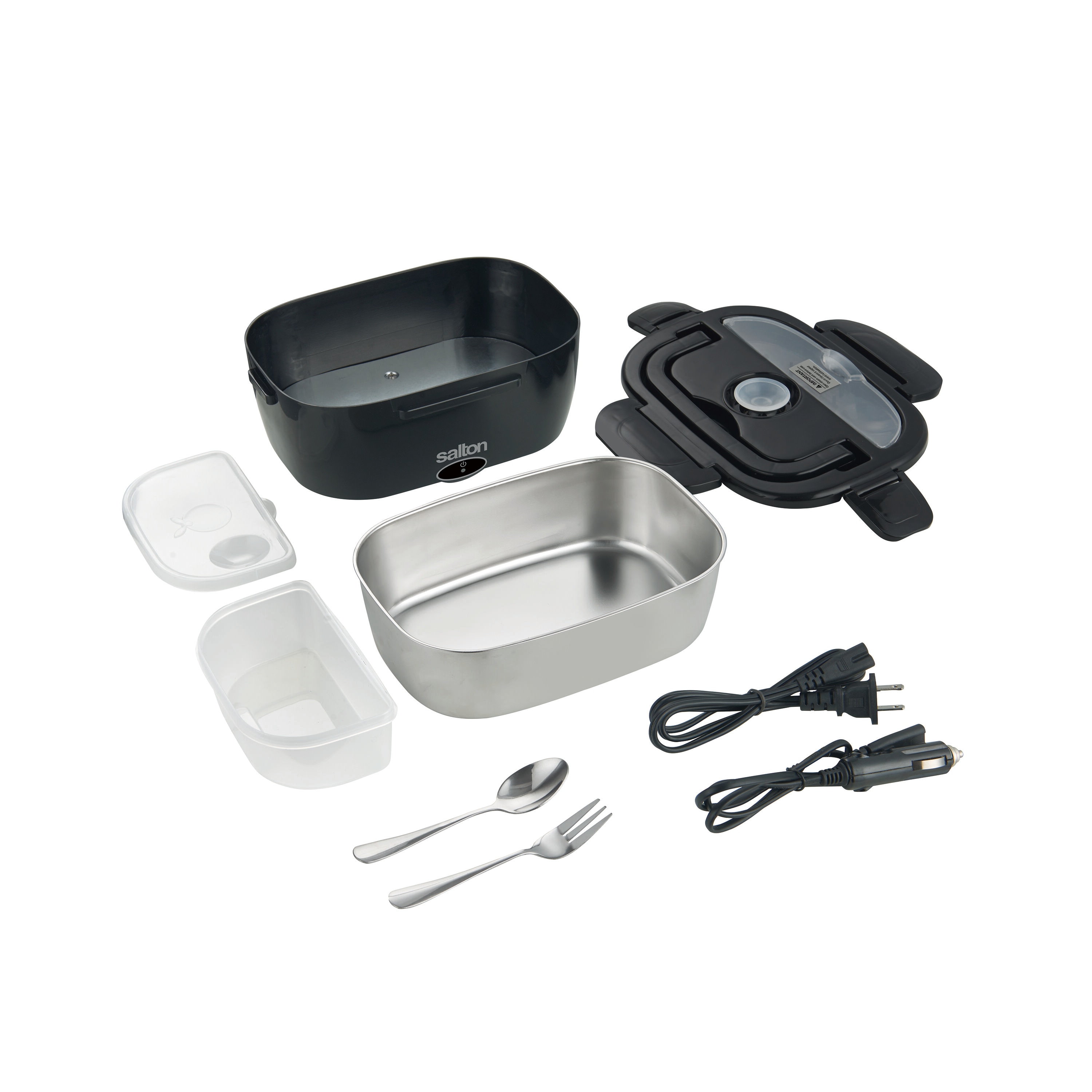 Salton Black 1.58 Insulated Self-heating Lunch Box in the Portable