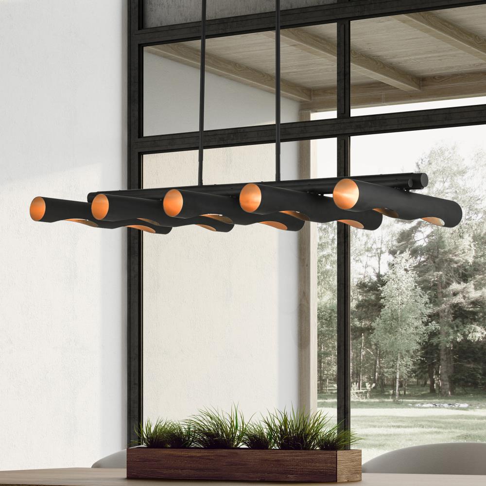Novato Black and Gold 10-Light Linear Chandelier