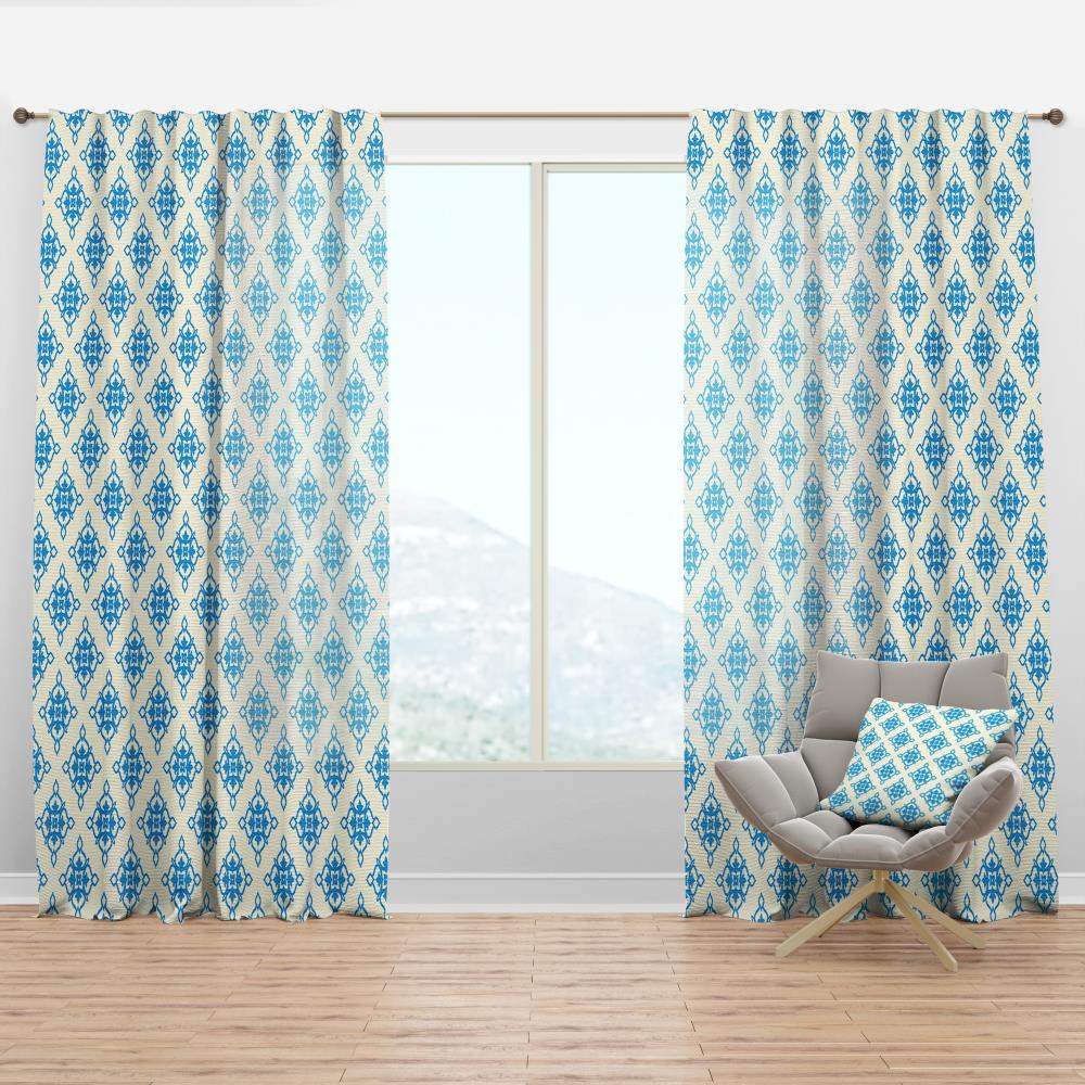 Designart CTN24139-52-108 108-in Blue Abstract Room darkening Thermal lined Rod pocket Single curtain panel