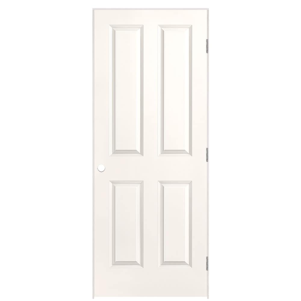 Traditional 32-in x 80-in White 4 Panel Square Solid Core Prefinished Molded Composite Left Hand Single Prehung Interior Door | - Masonite 1316475