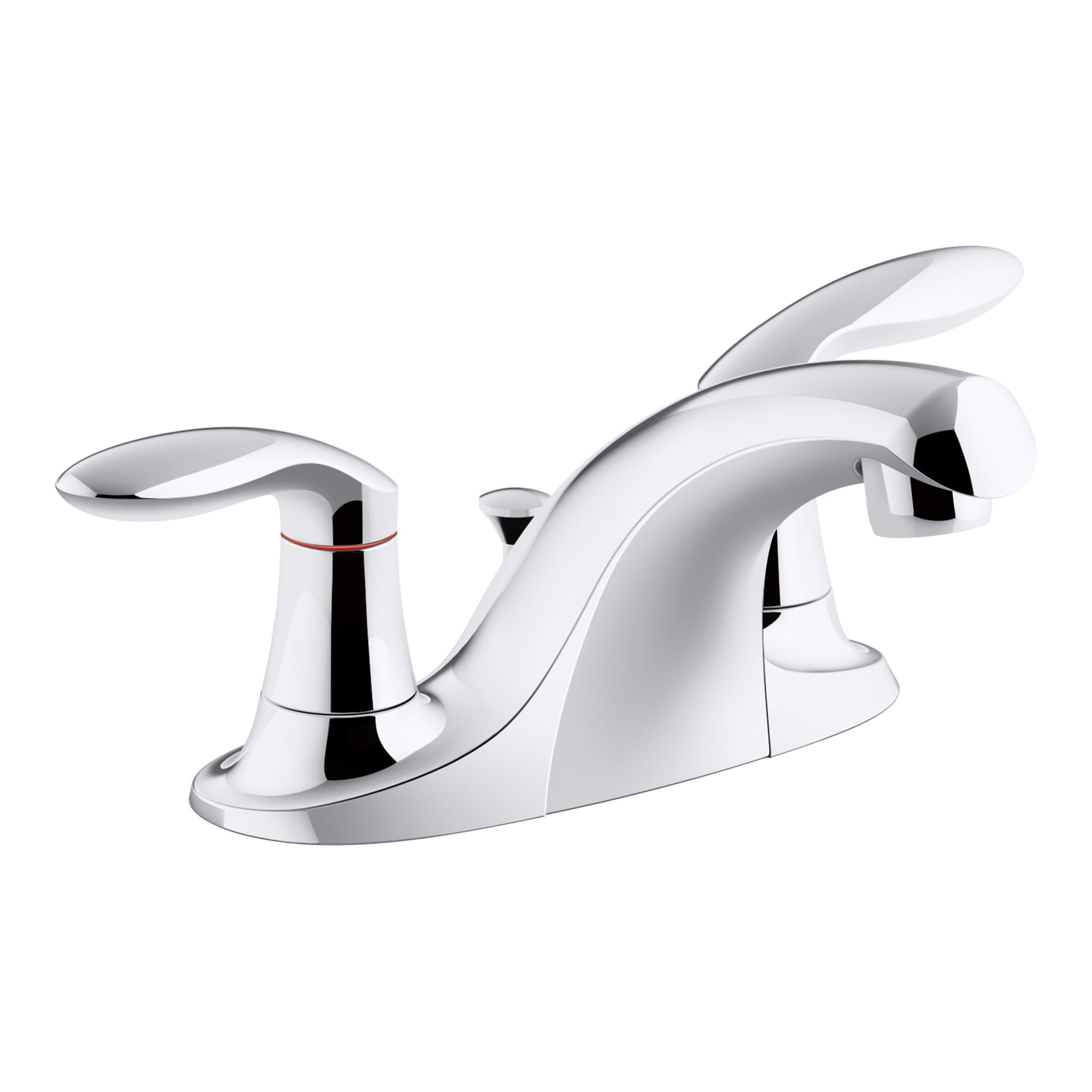 KOHLER 15241-4DRA-CP Coralais Polished Chrome 4-in centerset 2-handle WaterSense Mid-arc Commercial/Residential Handle Bathroom Sink Faucet with Drain