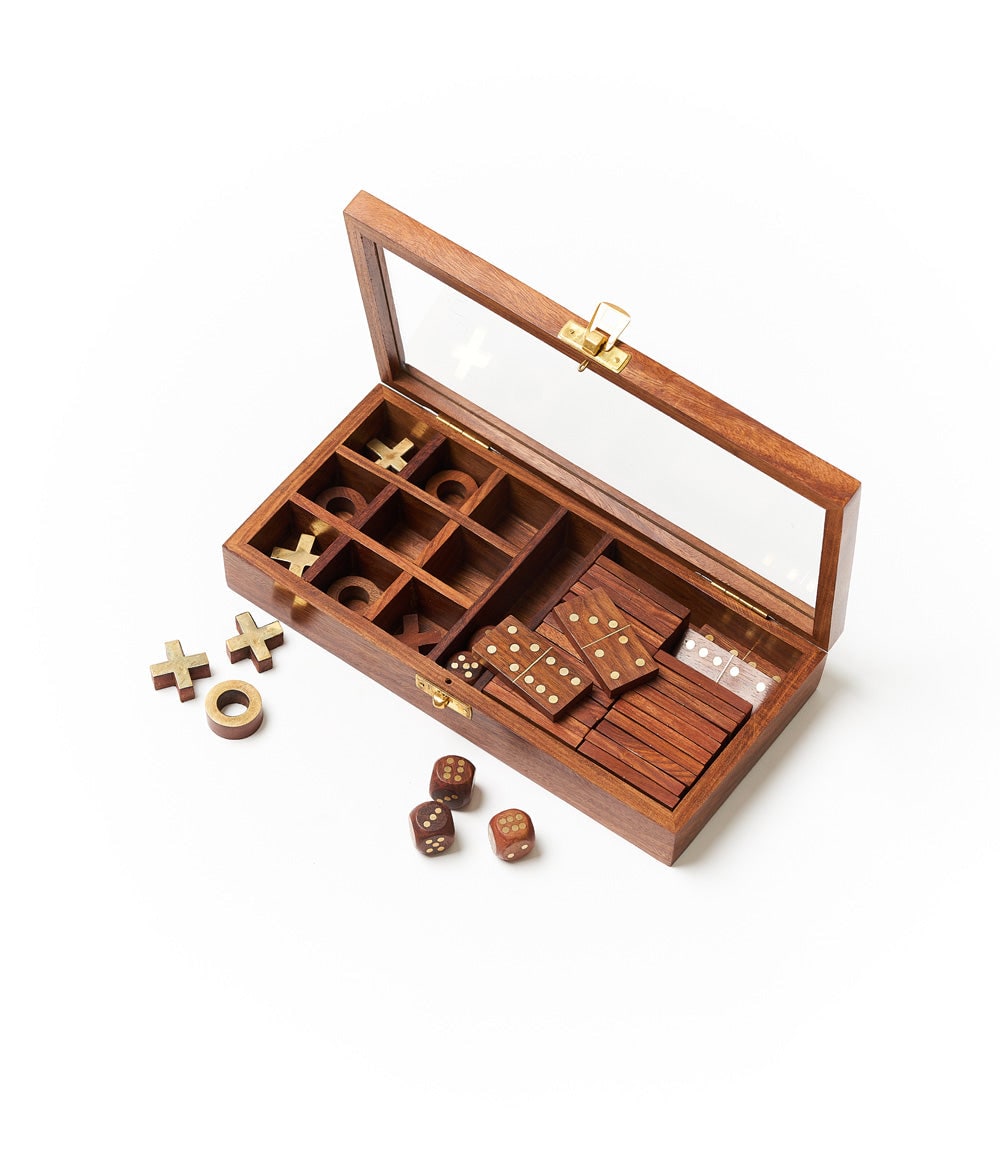 Matr Boomie 3-in-1 Game Set Dice Dominoes Tic Tac Toe