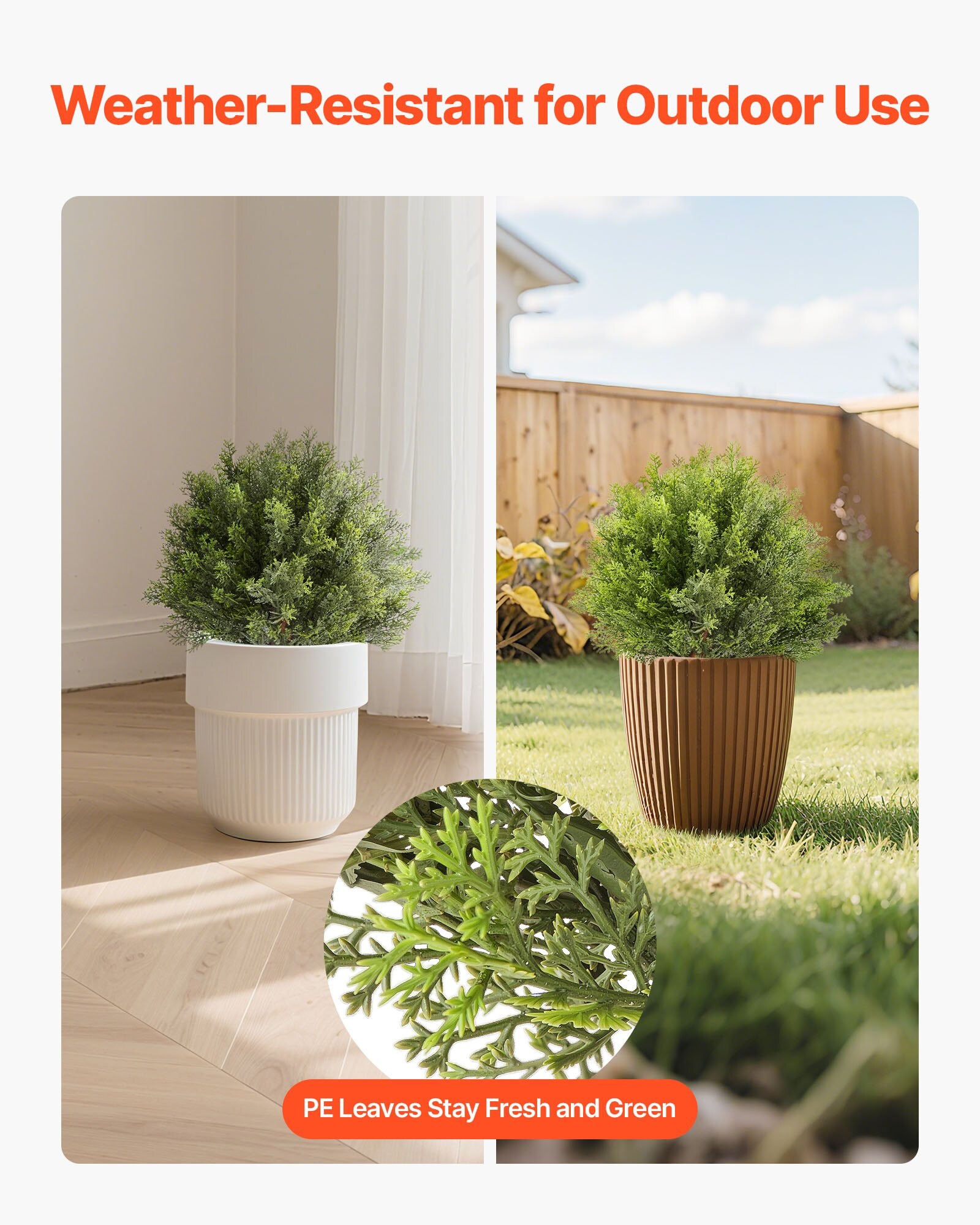 Mecale 16-in Artificial Cypress Topiary Shrubs 2-Pack Faux Potted Bush ...