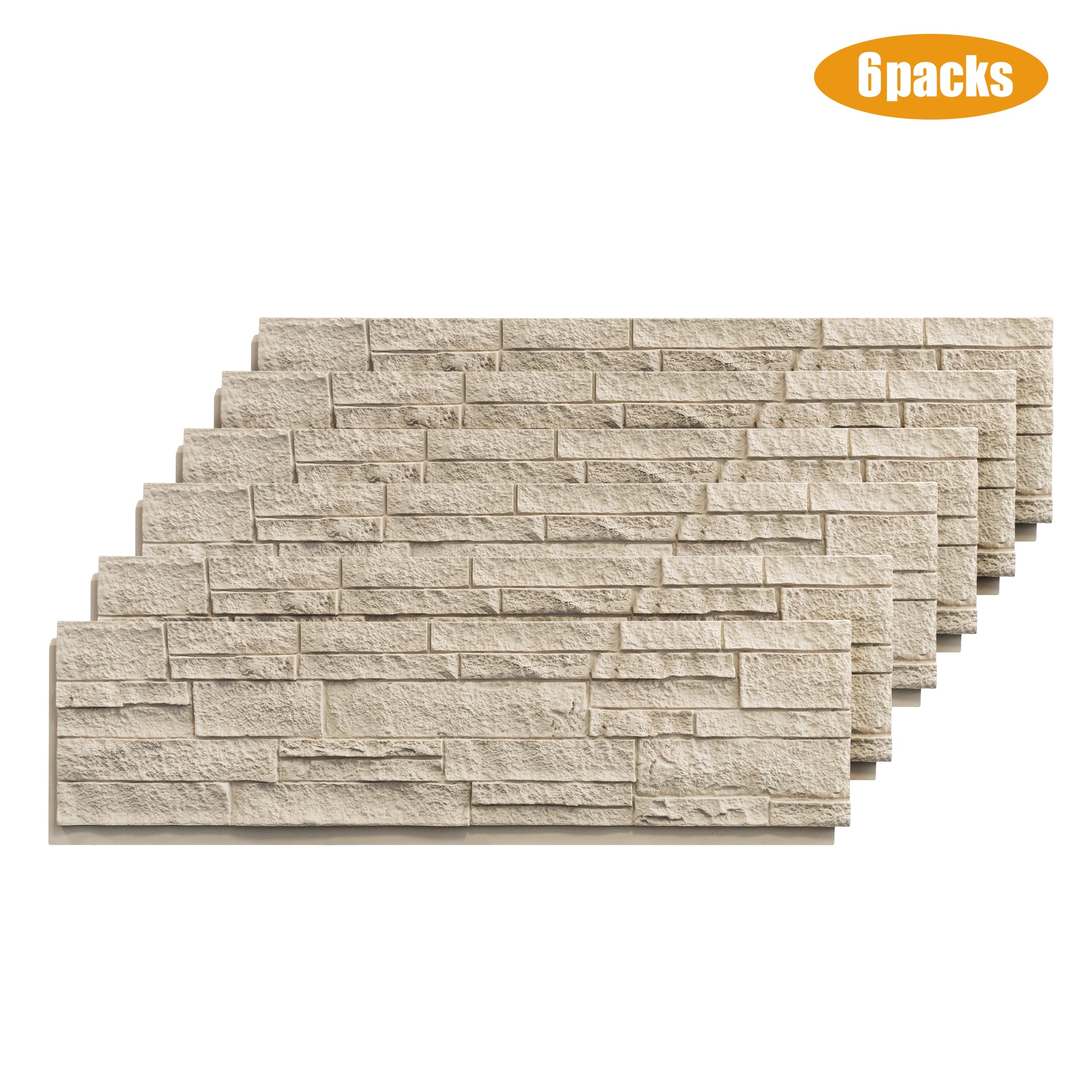 LOVMOR 6-7685005709-HSQ LVOMOR 6 Pack Faux Stone Wall Covering Panels for Interior and Exterior Decor PU Stone Veneer Exterior Exterior Siding Panels for DIY Home Improvement Projects Rhine Yellow Rust
