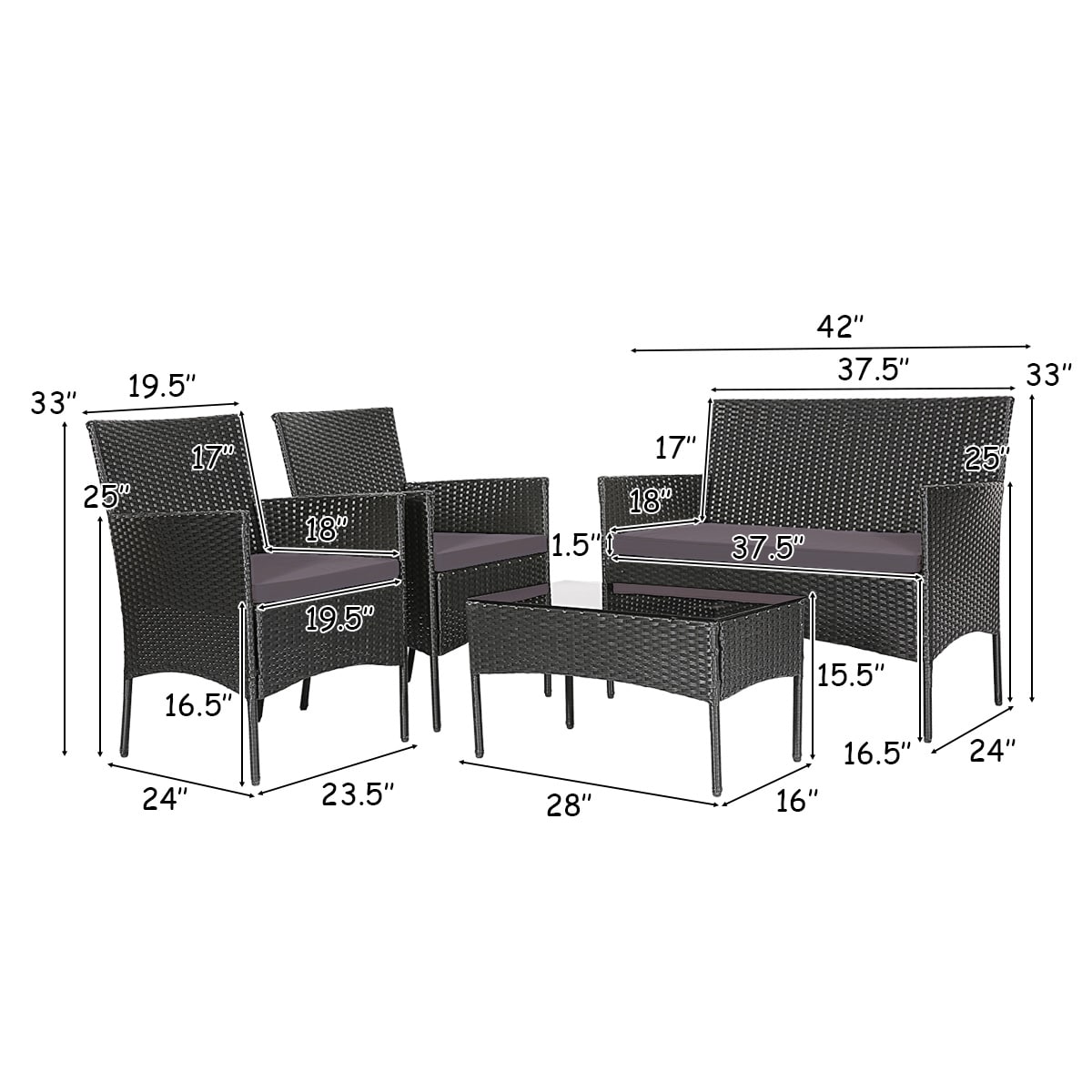 Forclover CRF-4PS7705WH Patio-Conversation-Sets - View #3
