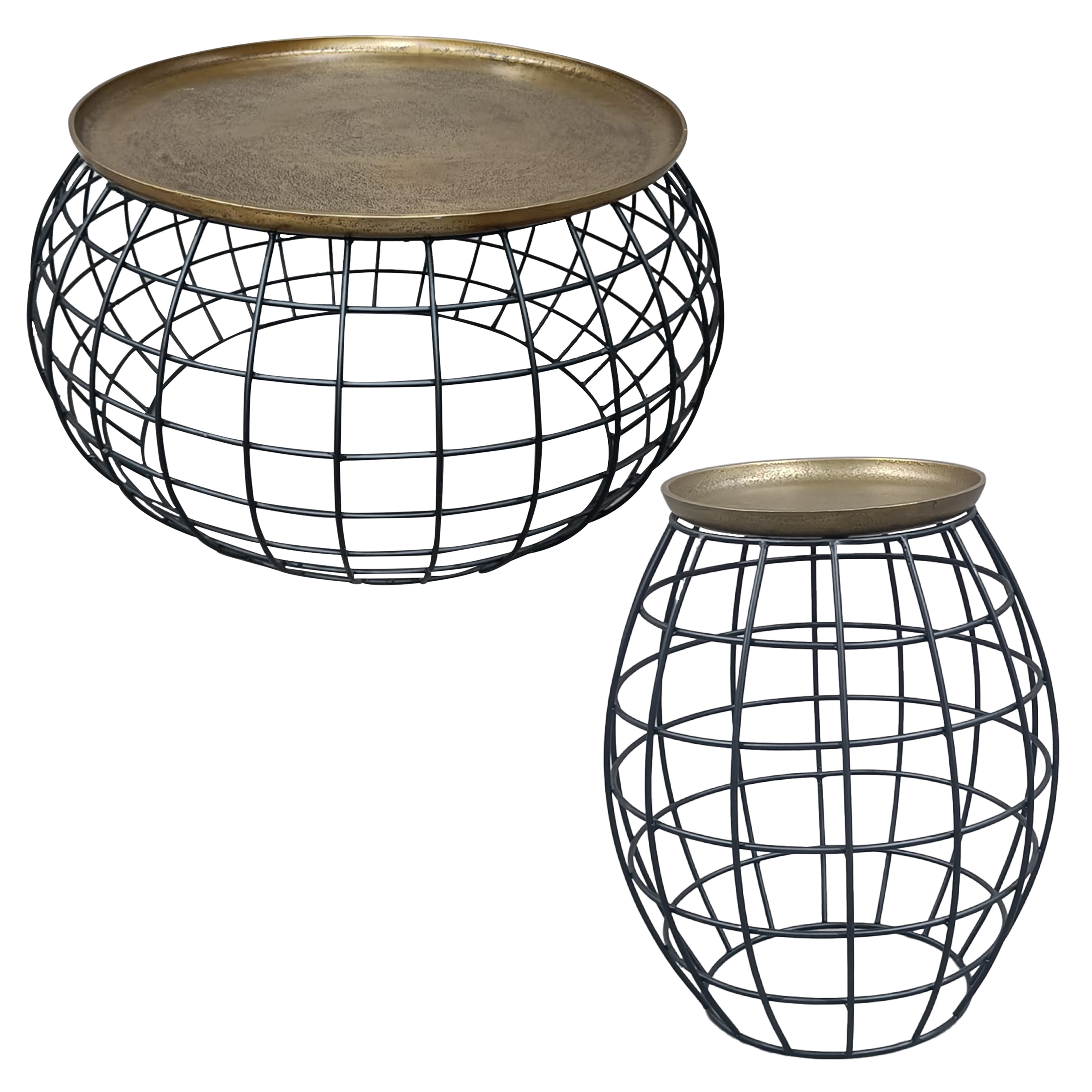 Benzara UPT-310004 31-in W x 17-in H Brass, Black Metal Round Modern End Table