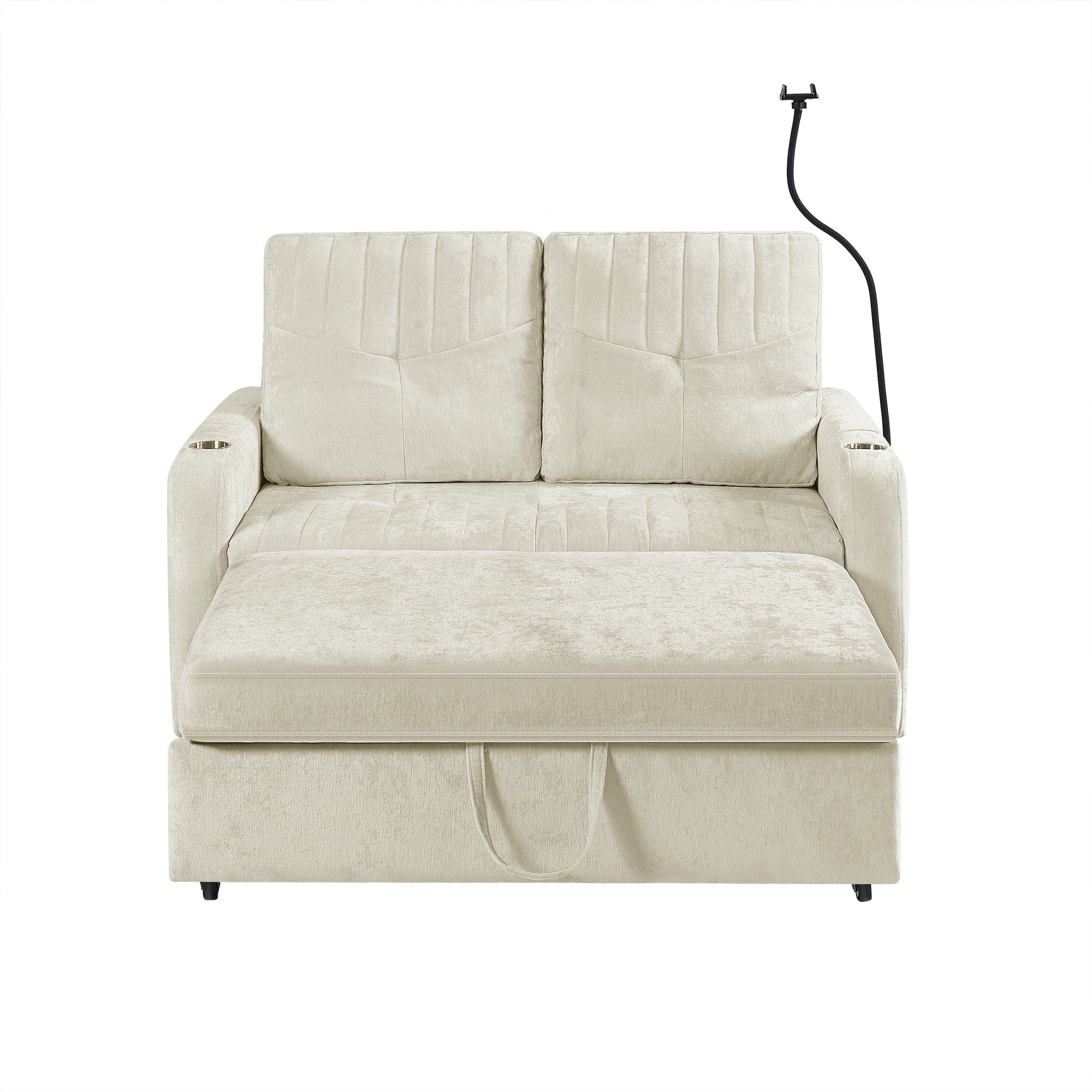 Bybafun YA3700503 53.9-in Modern Beige Chenille Reclining Sleeper