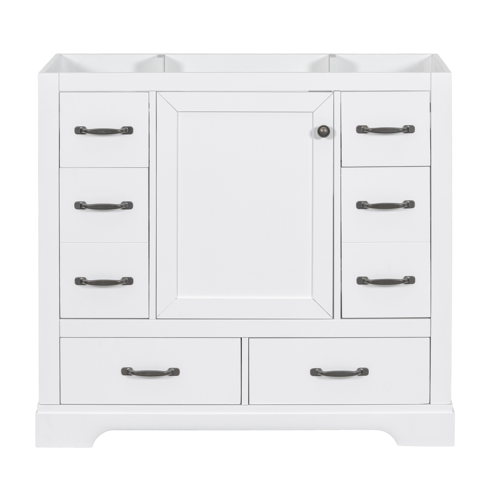 Dexmalle WF307973AAK 36-in White Modern Bathroom Vanity Base Cabinet without Top with Six Drawers