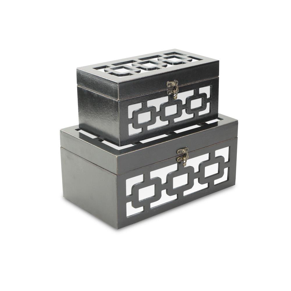 Cheung's FP-3838-2DG Black Wood Modern Decorative Box