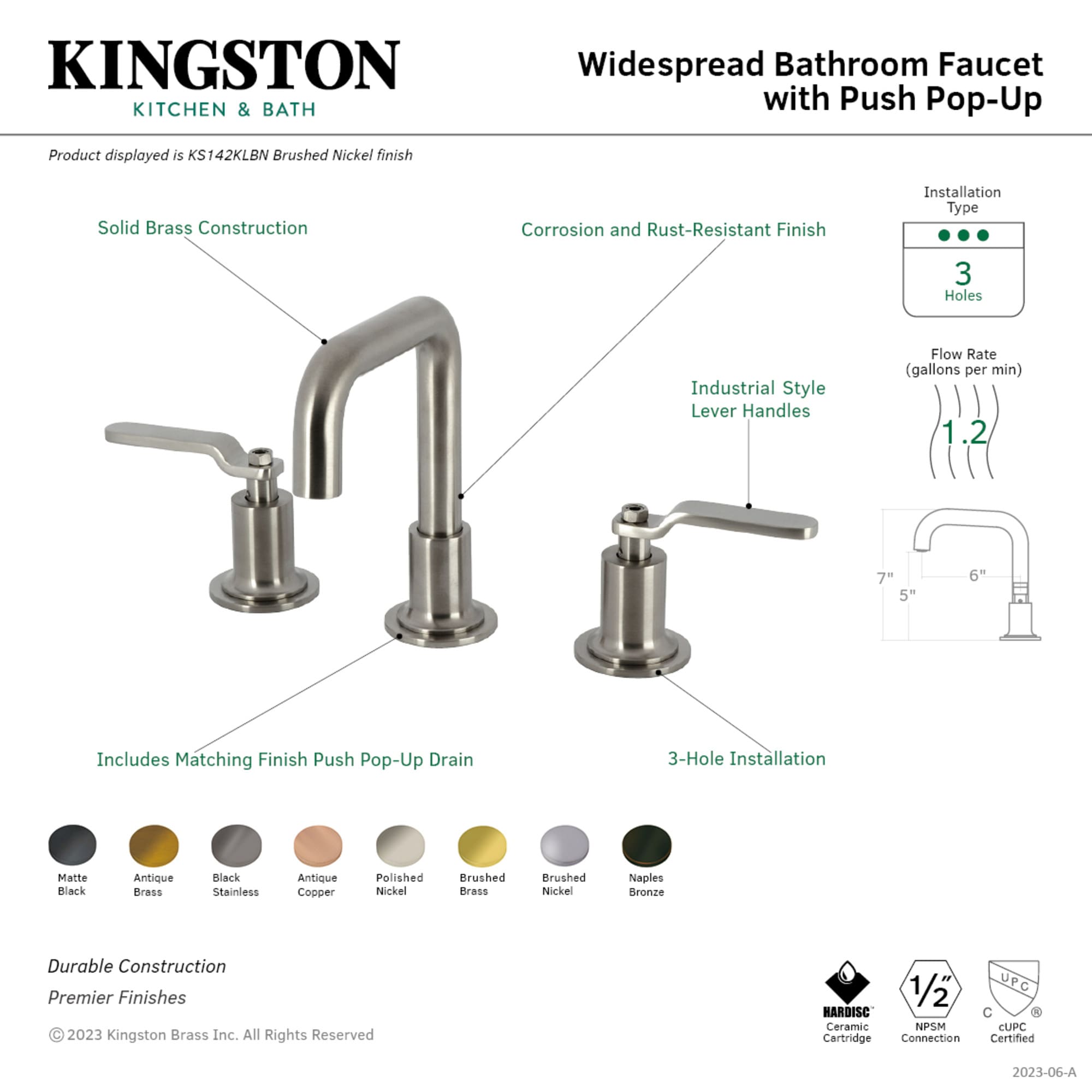 Kingston Brass WLKS142KLBB Lavatory-Faucets - View #2