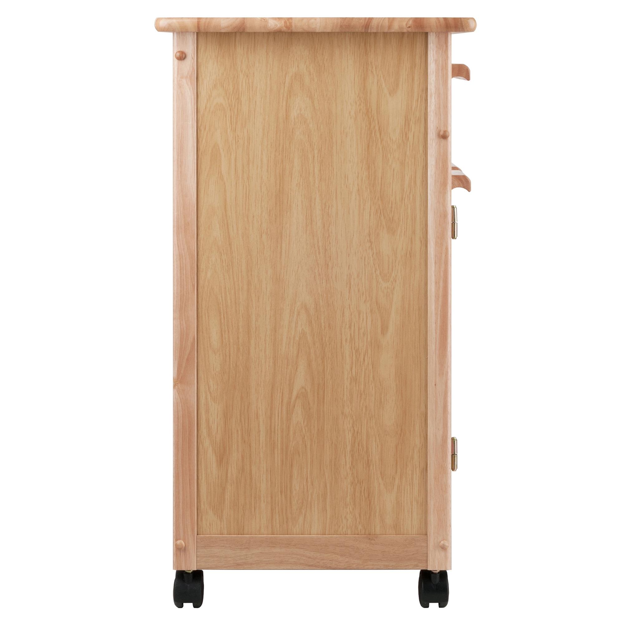 Winsome Transitional Brown Wood Kitchen Cart with Butcher Block and Storage