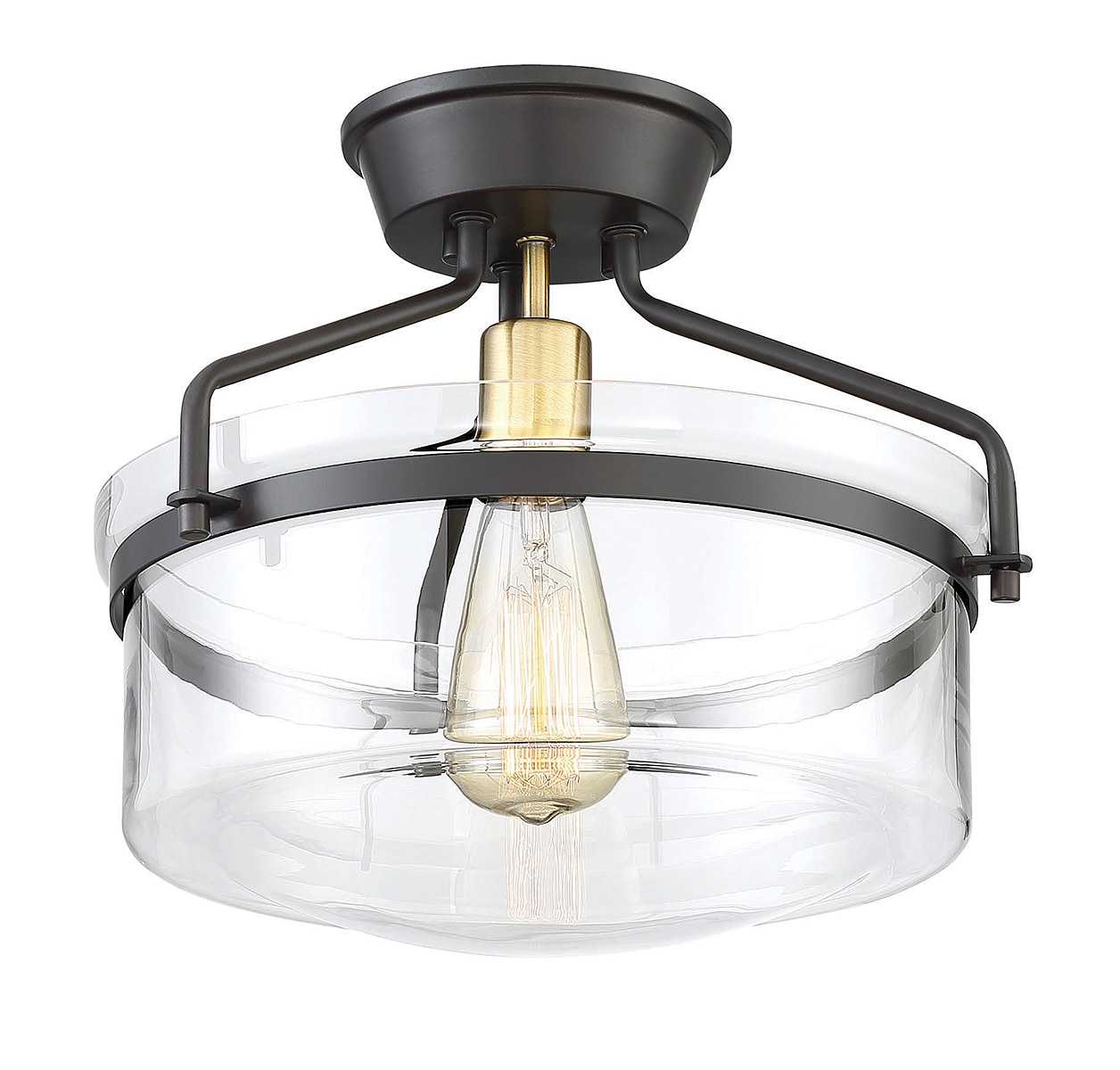 Clear Glass and Bronze Semi-Flush Mount Ceiling Light